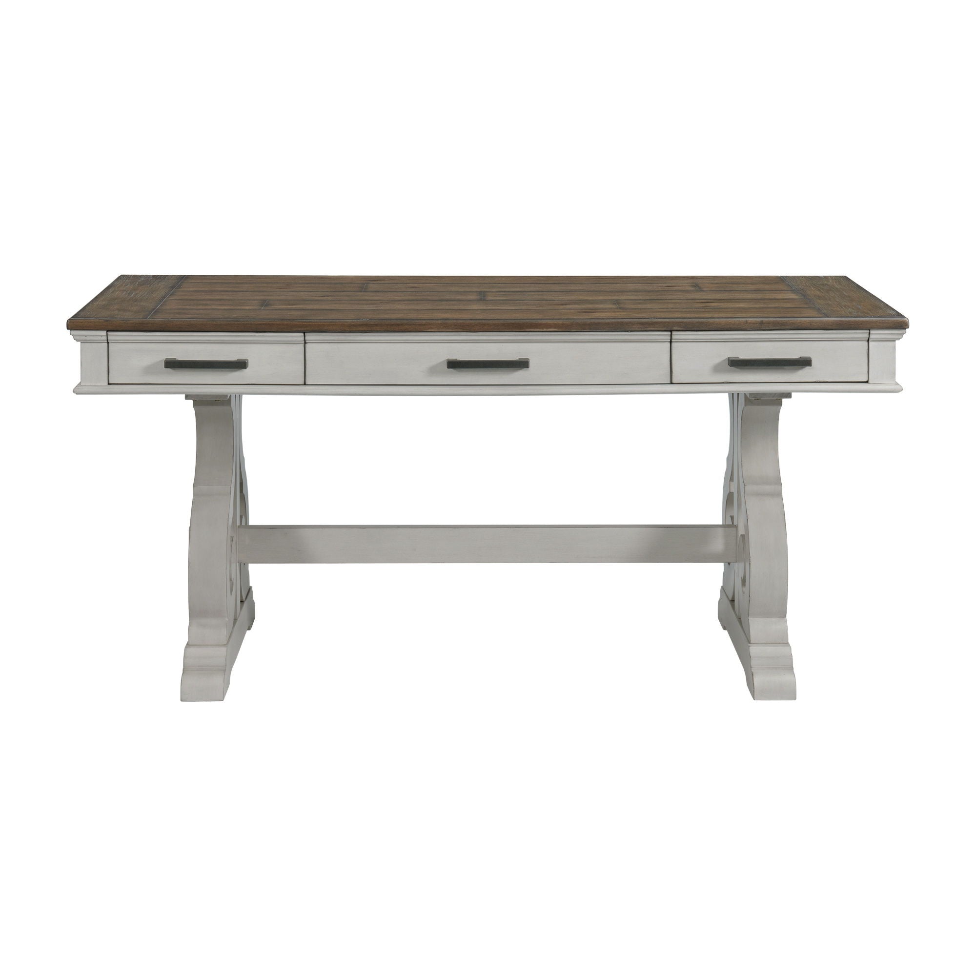 Drake - 60" Writing Desk - Rustic White / French Oak