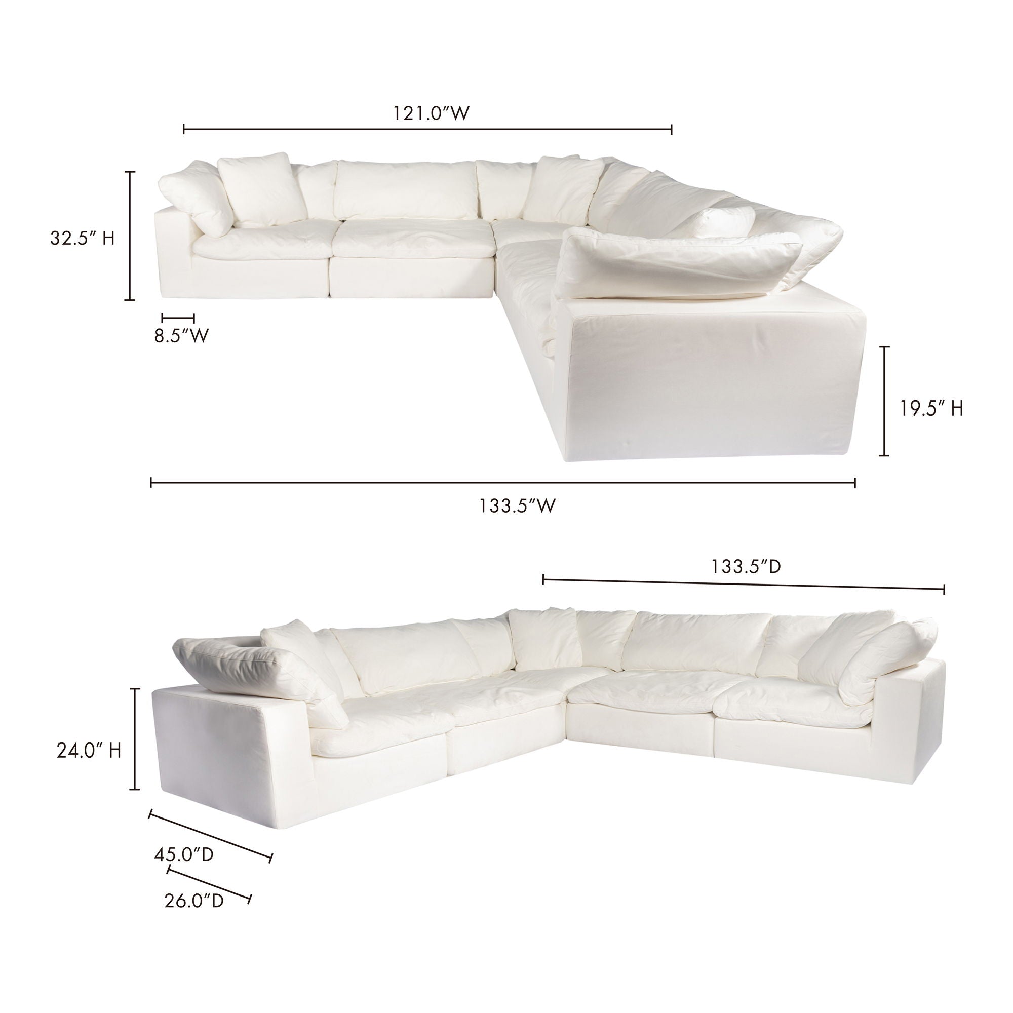 Clay - Livesmart Fabric Classic L Modular Sectional - Cream