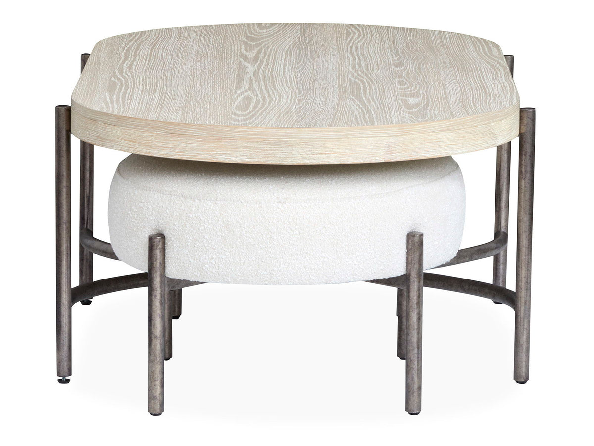 Jennings - Oval Cocktail Table With Two Ottomans - Edgecomb Gray And Weathered Antique Nickel