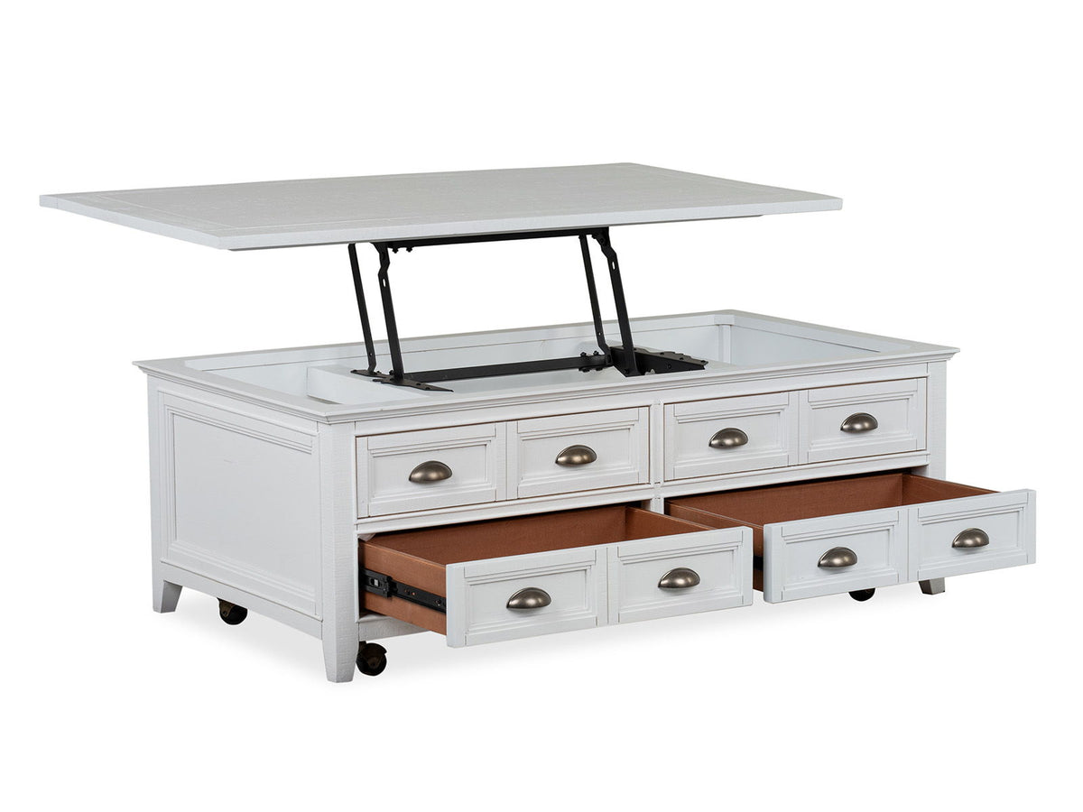 Heron Cove - Lift Top Storage Cocktail Table With Casters - Chalk White
