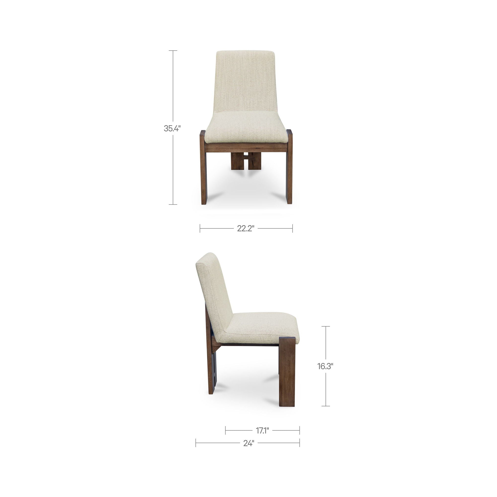 Mia - Dining Chair (Set of 2) - Beige / Dark Brown