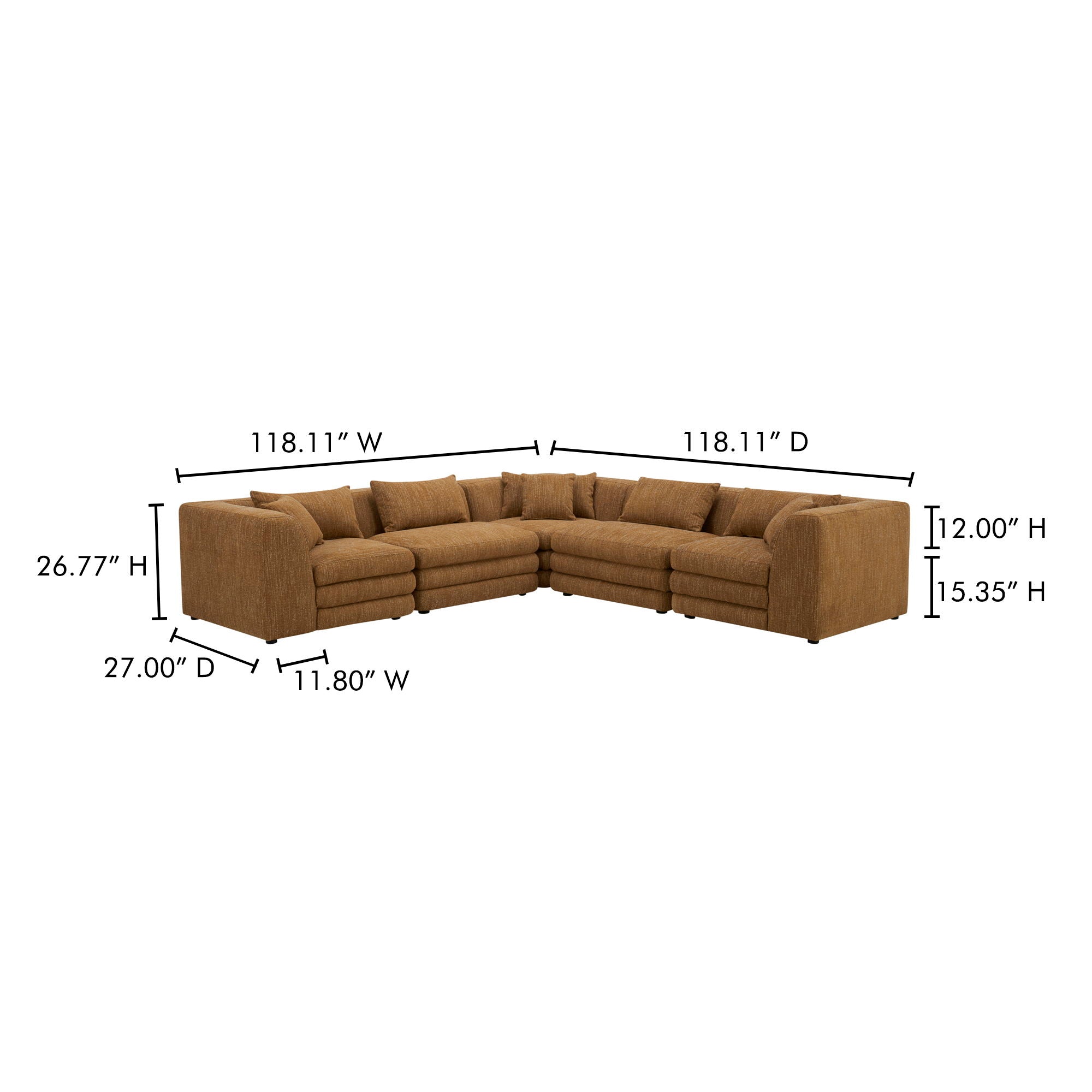 Lowtide - Classic L Modular Sectional - Amber Glow