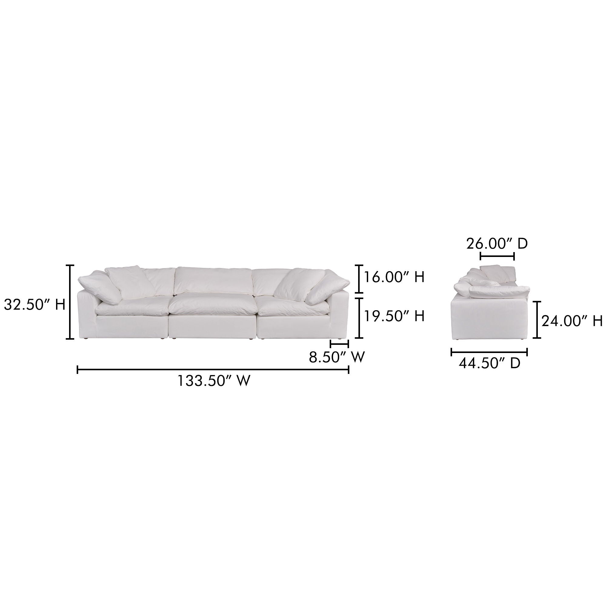 Clay - Performance Fabric Modular Sofa - White