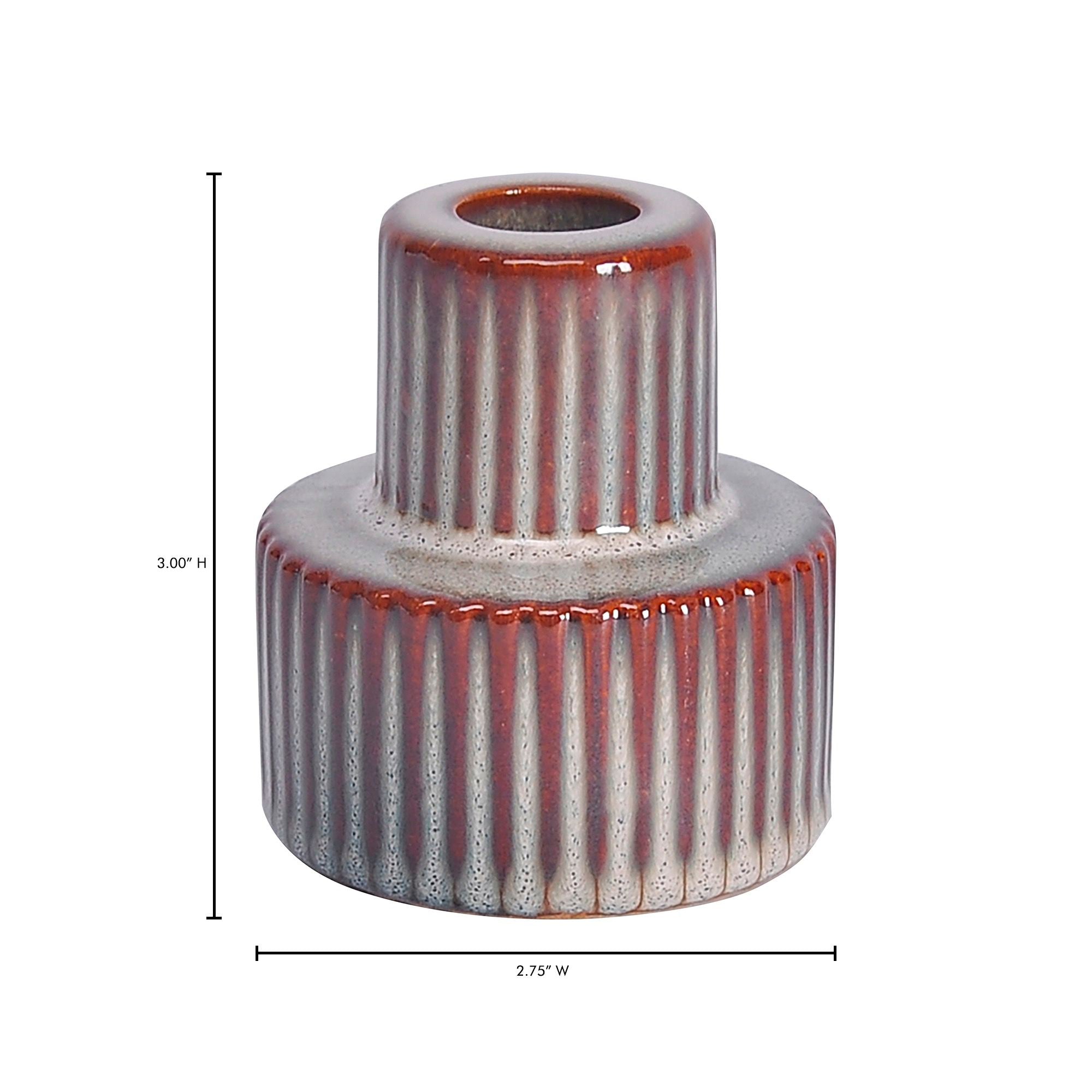 Maud - Stoneware Candle Holder Small - Red