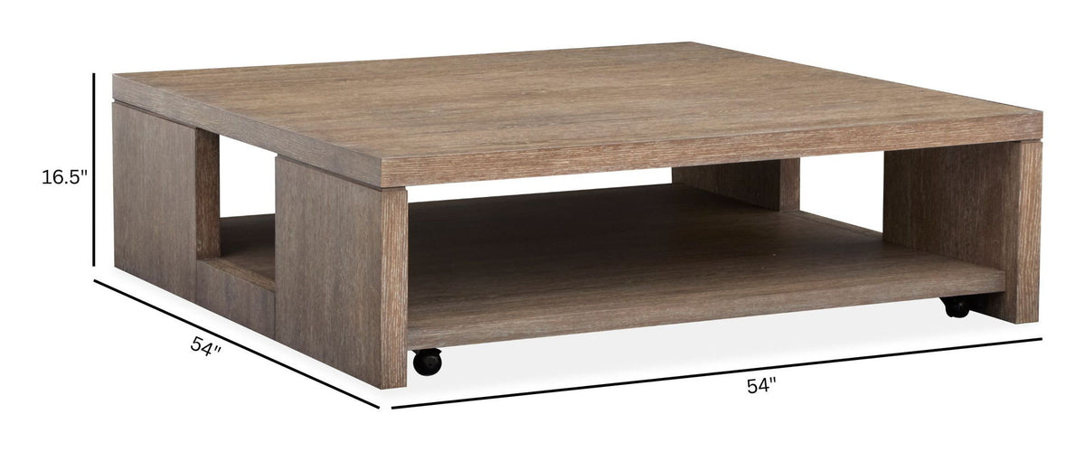 Cypress - Square Cocktail Table With Casters - Spiced Brown