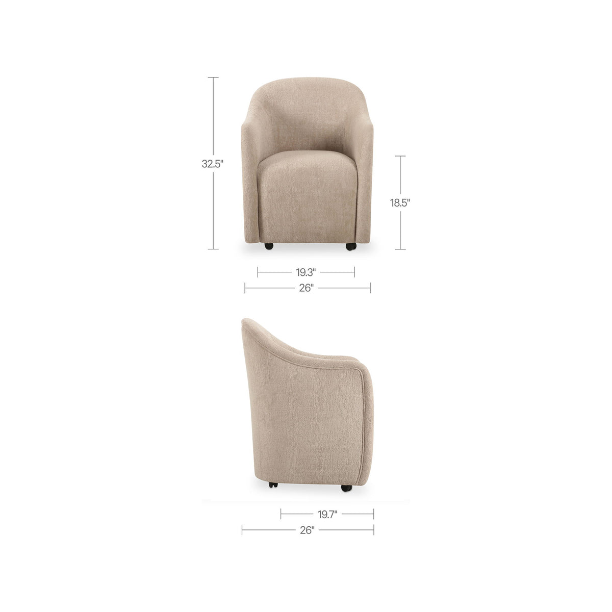 Drava - Rolling Dining Chair - Beige