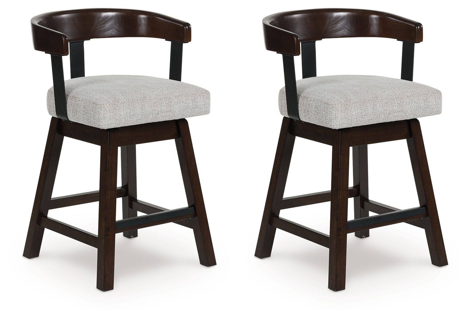 Haddigan - Dark Brown - Upholstered Swivel Barstool (Set of 2)