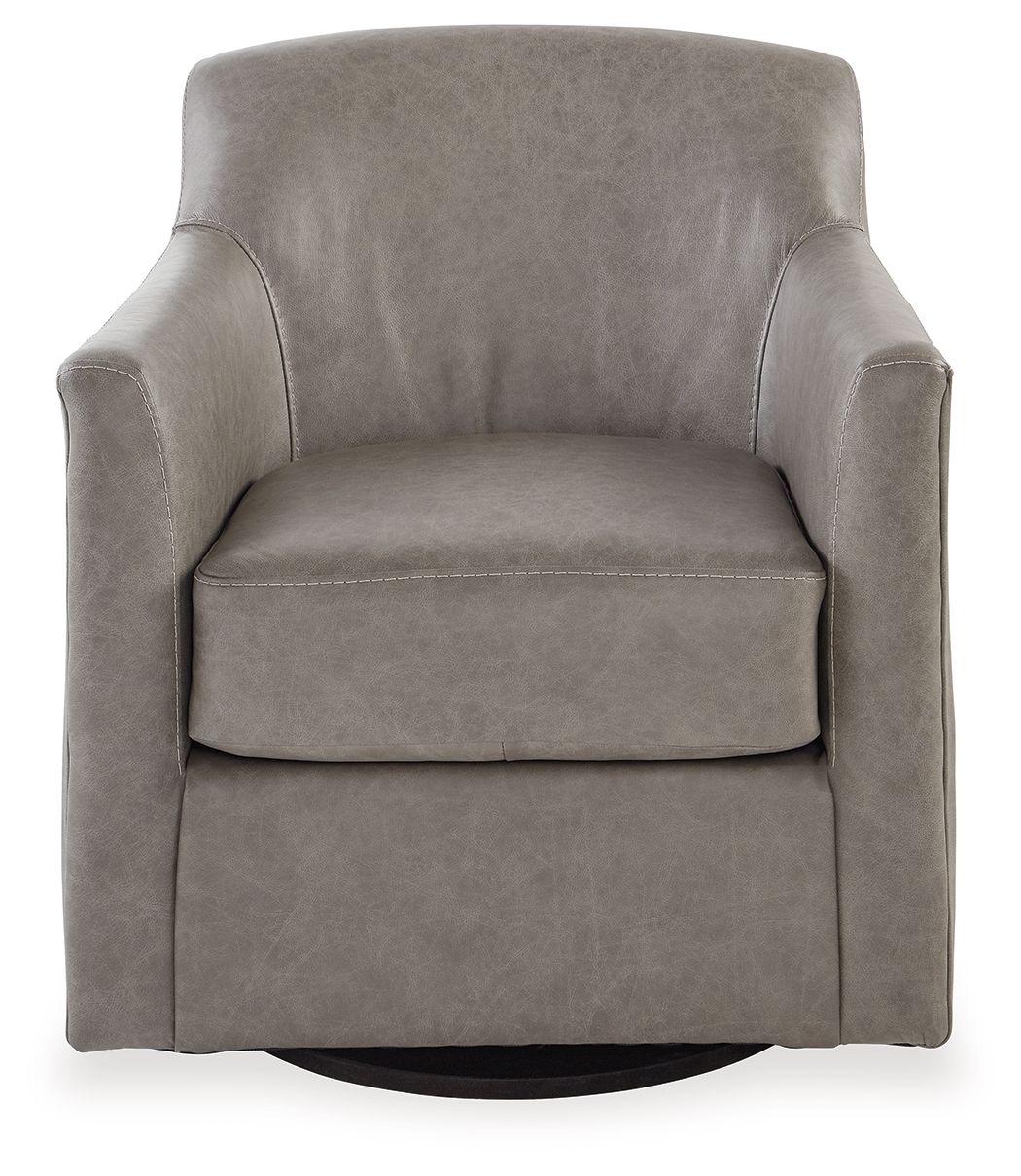 Bradney - Fossil - Swivel Accent Chair - Leather Match