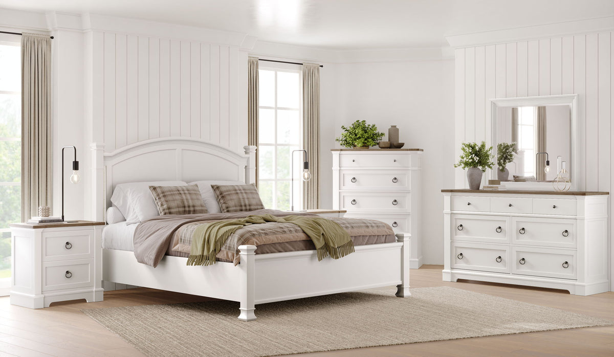 Kingston - Landscape Mirror - Whisper White And Cerused Nutmeg