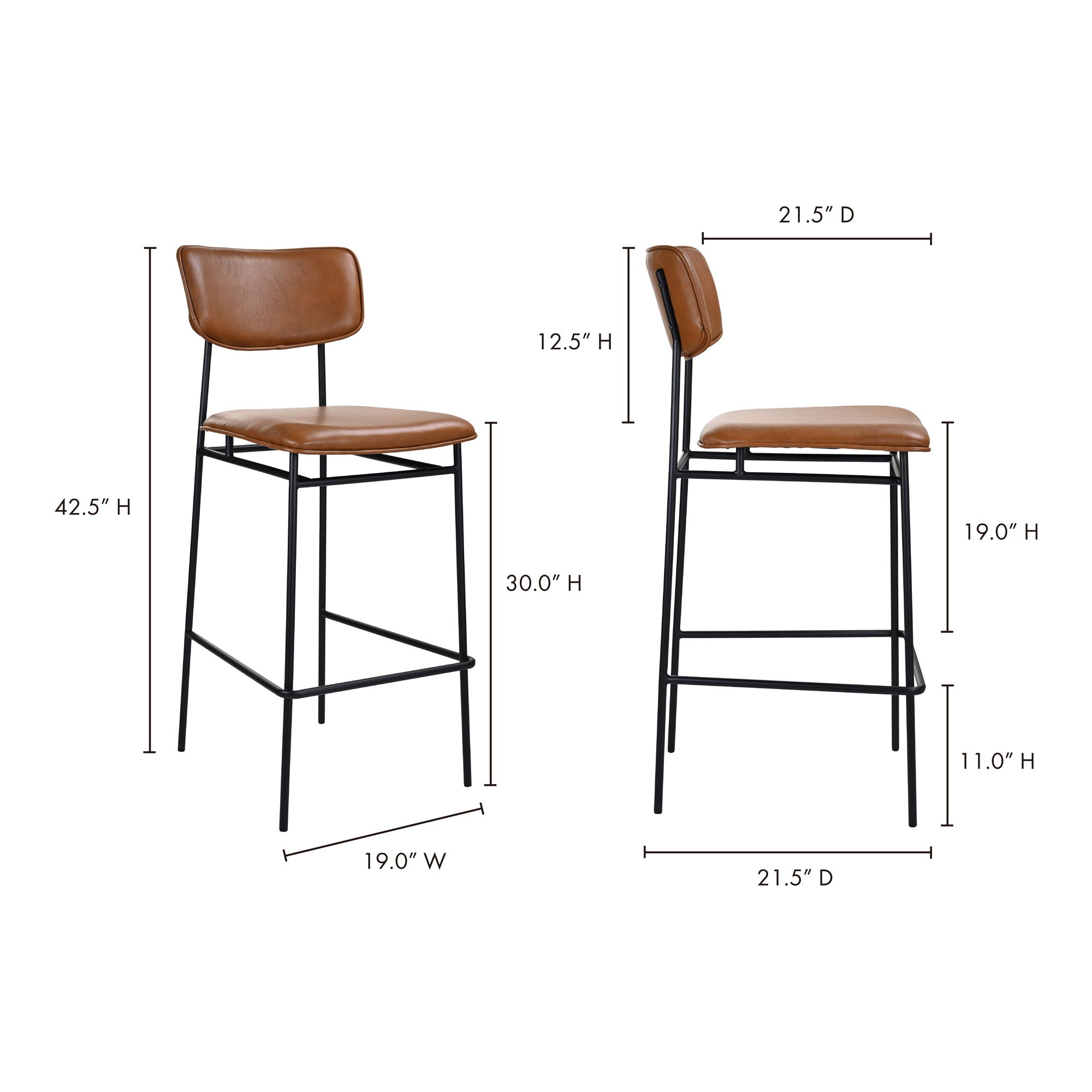 Sailor - Leather Bar Stool - Dark Brown
