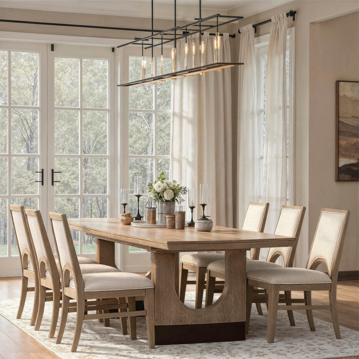 Tristan - Extendable Trestle Dining Table - Swiss Coffee