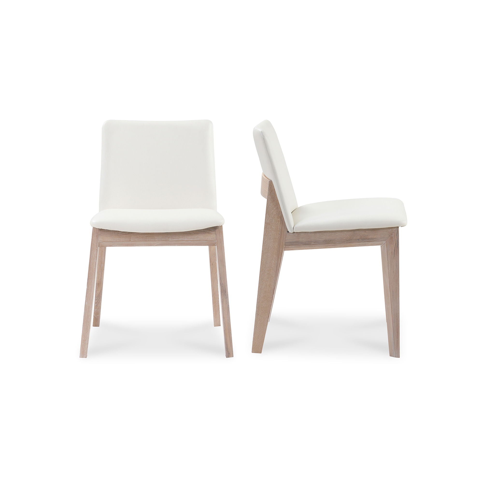 Deco - Oak Dining Chair PVC (Set of 2) - Cream White