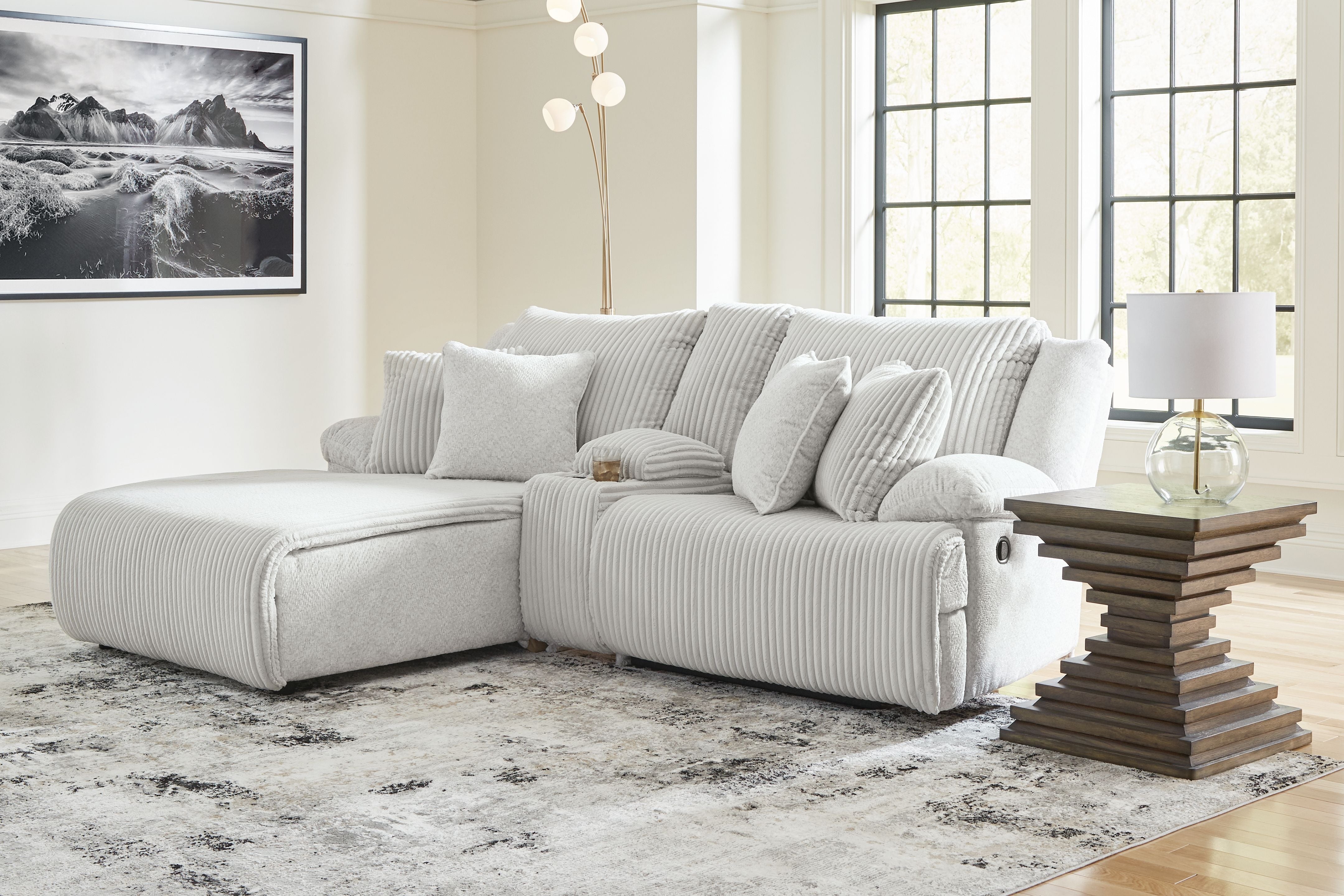 Top Tier - Alloy - 3-Piece Reclining Sectional Sofa Laf Press Back Chaise - Fabric