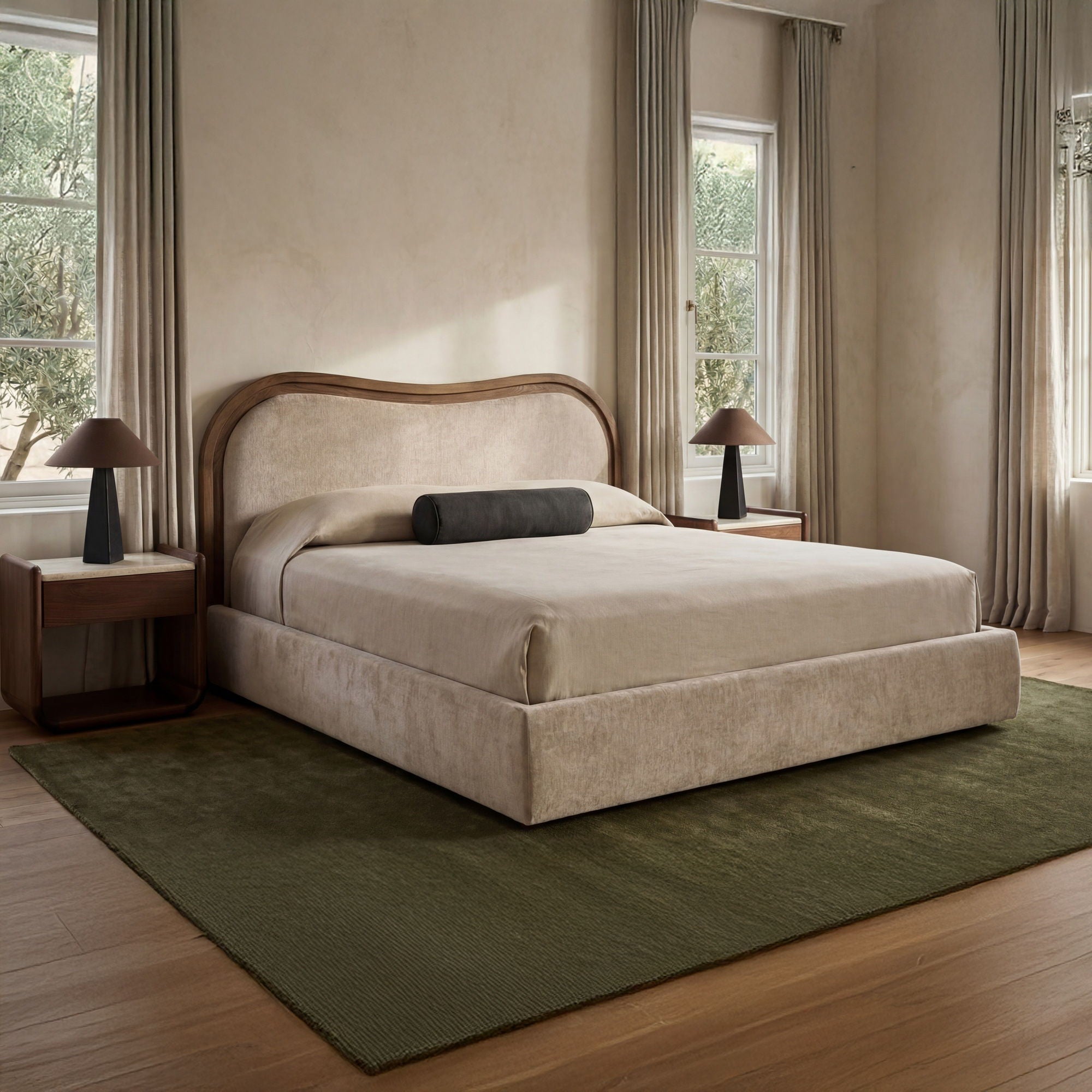 Camilla - King Bed - Oat / White / Beige