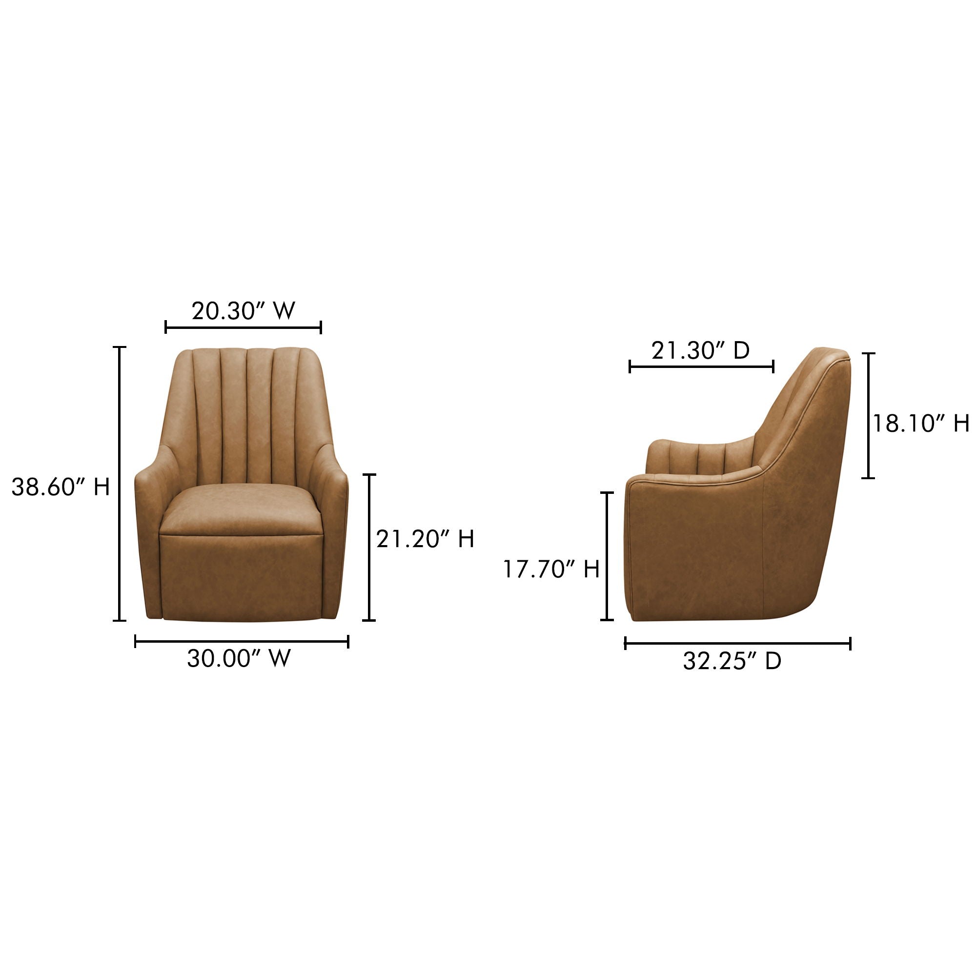 Bowie - Leather Swivel Chair - Tan