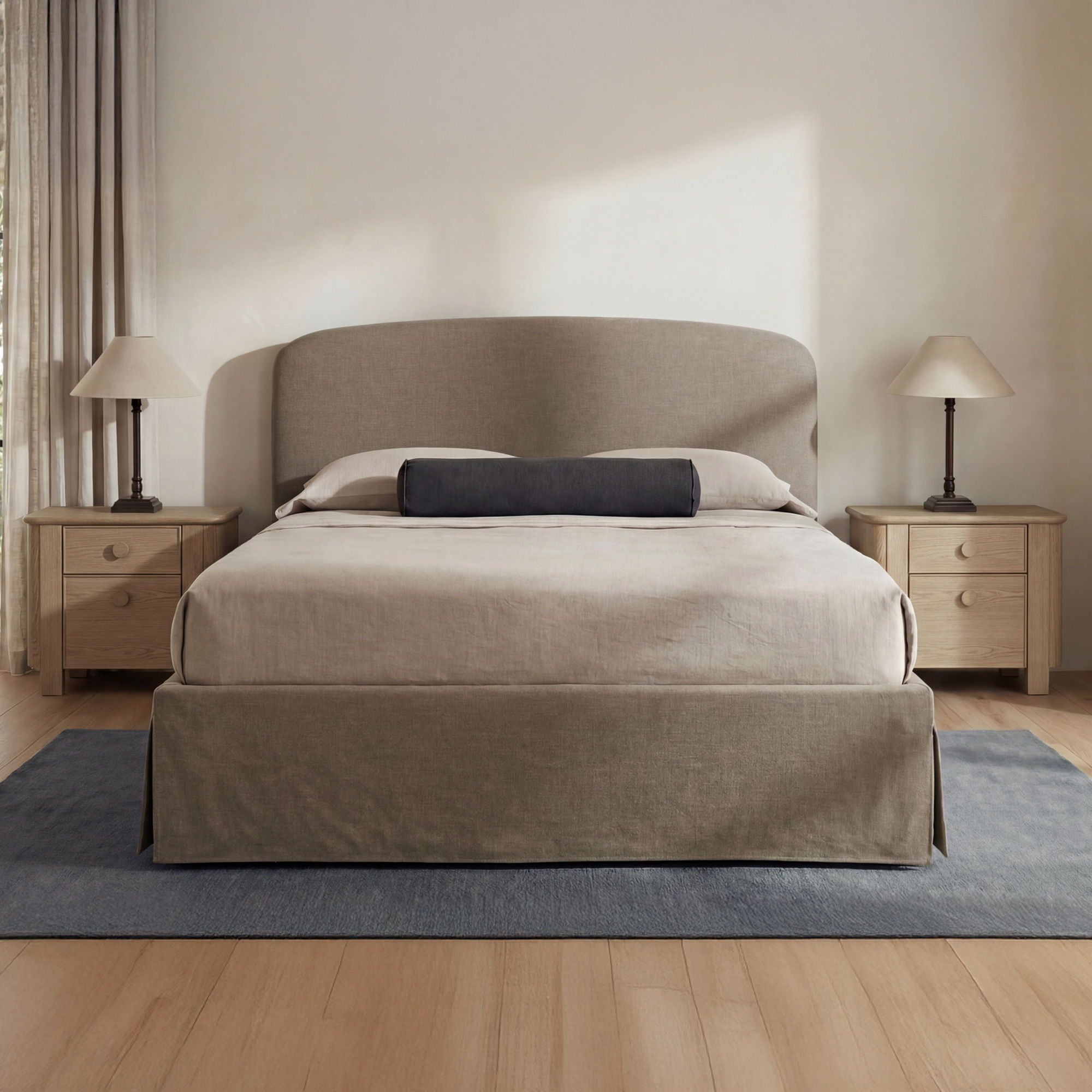 Joan - King Storage Bed - Light Taupe