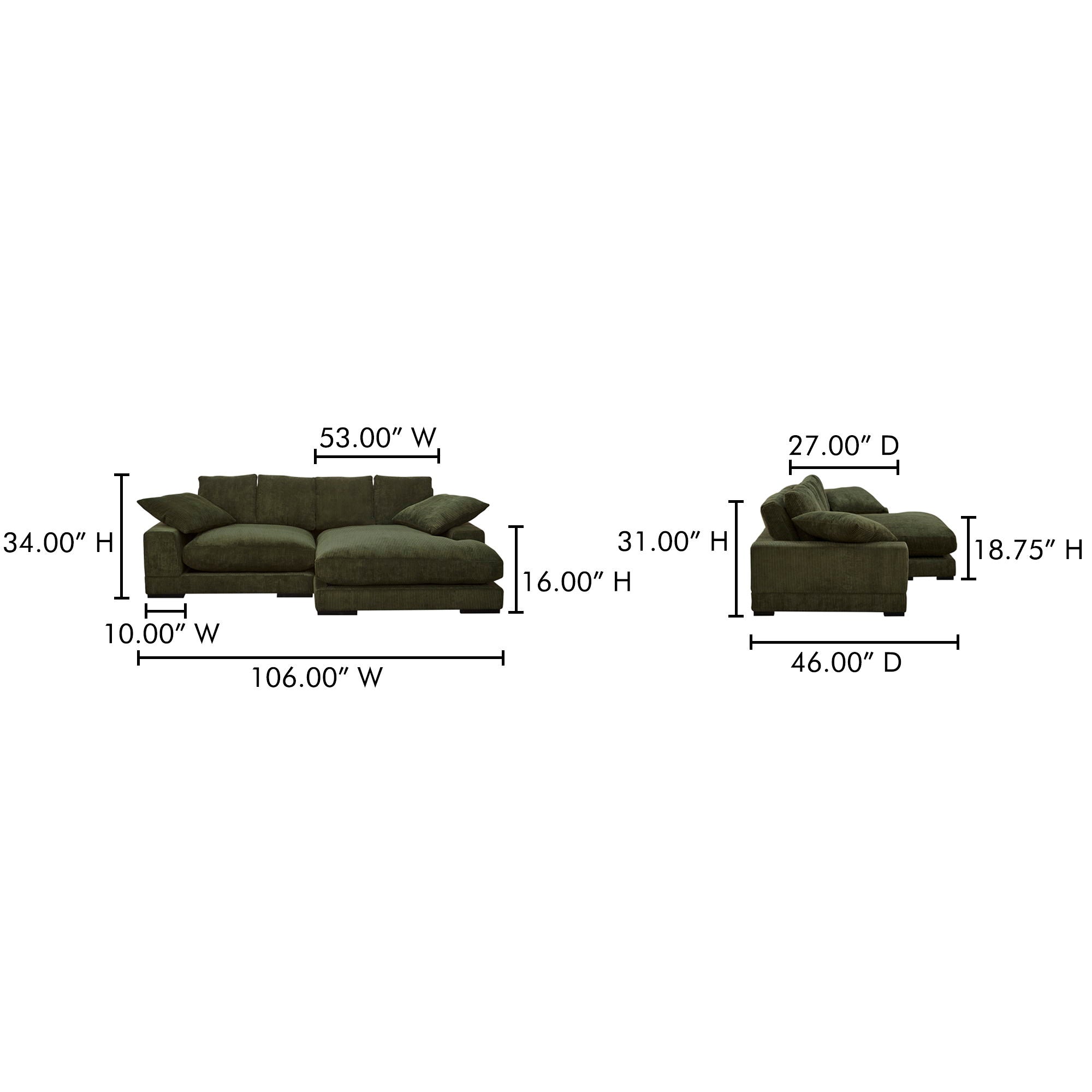 Plunge - Sectional - Dark Green