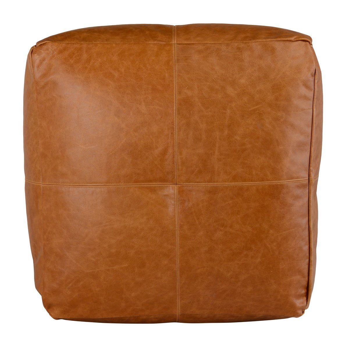 Poufs - Leather Dumont Pouf - Chestnut
