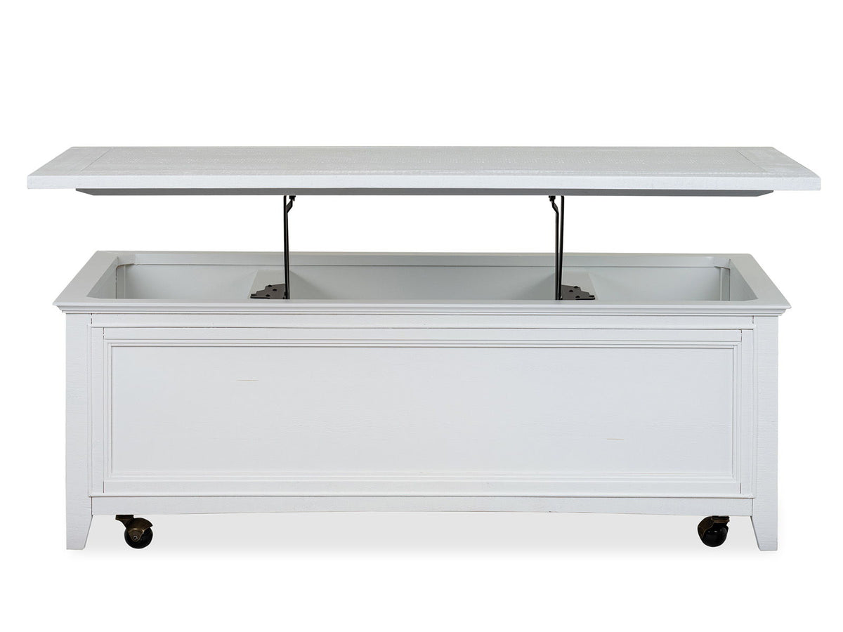 Heron Cove - Lift Top Storage Cocktail Table With Casters - Chalk White