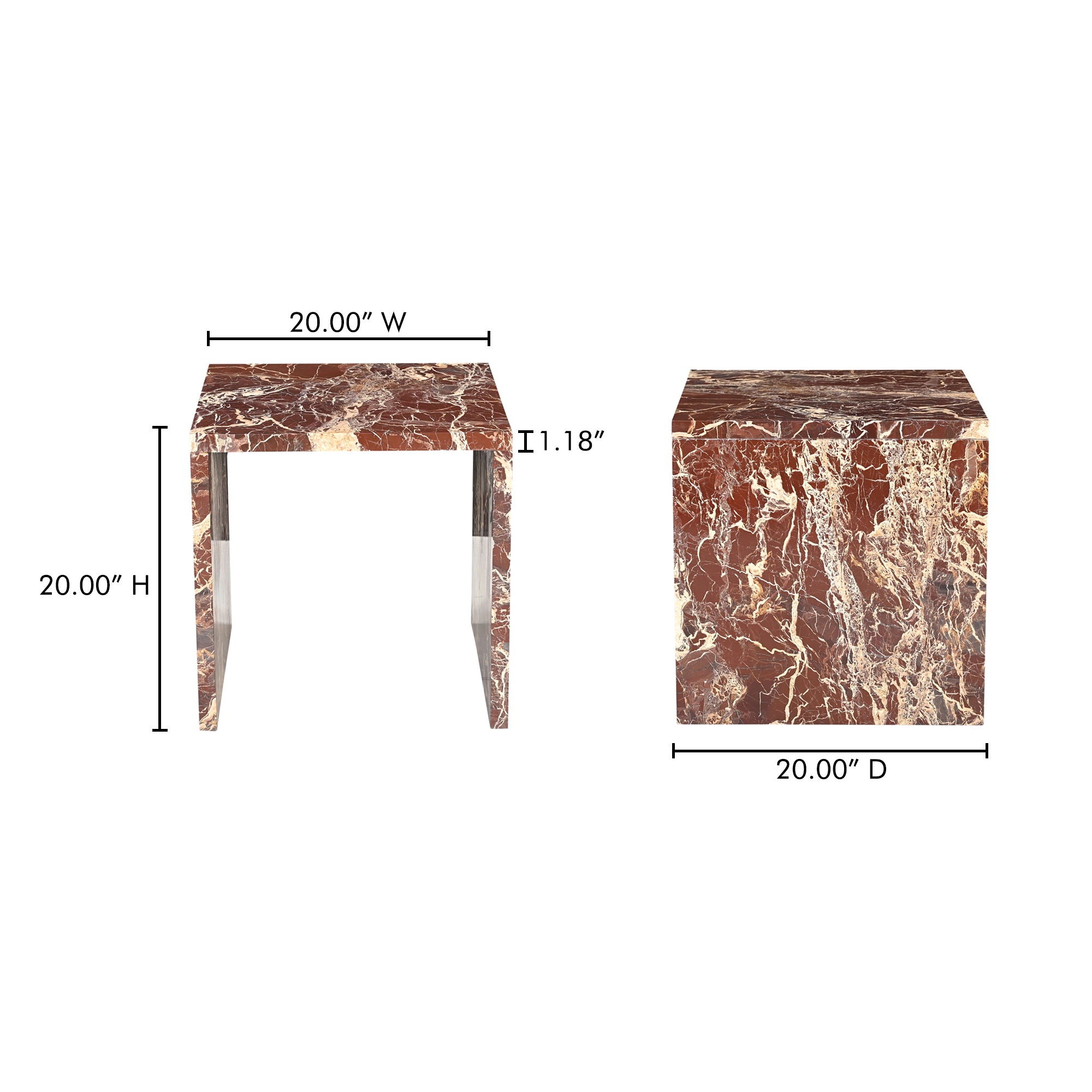 Rosa - Accent Table - Rosso Levanto Marble