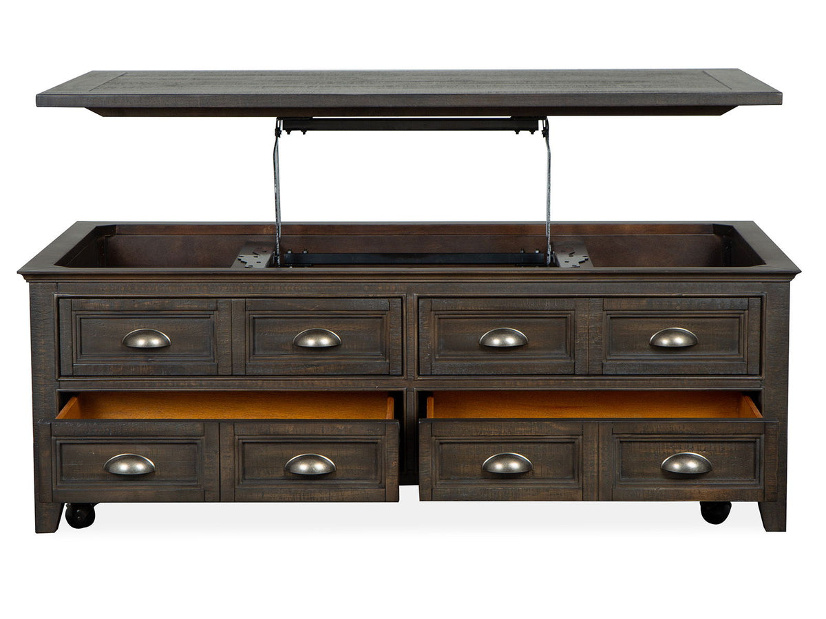 Westley Falls - Lift Top Storage Cocktail Table With Casters - Graphite