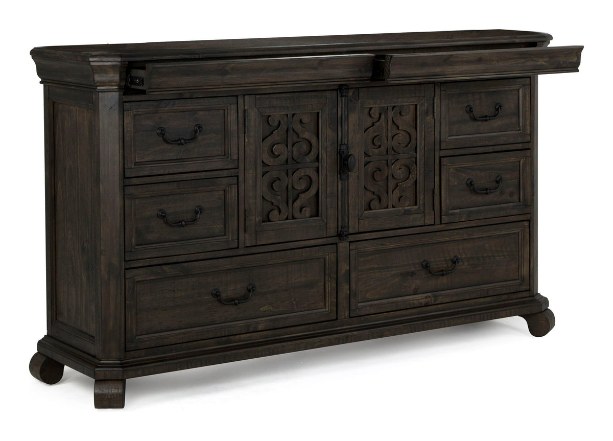 Bellamy - Drawer Dresser With Shaped Mirror - Peppercorn