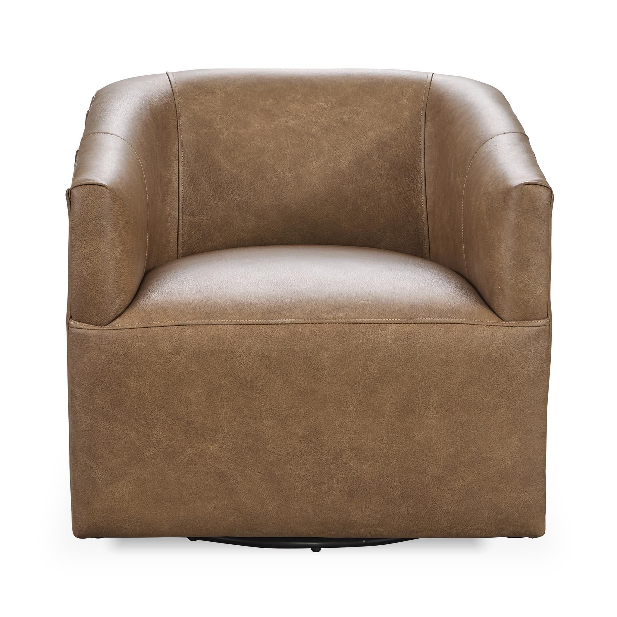 Vernon - Top Grain Leather Swivel Chair El Paso