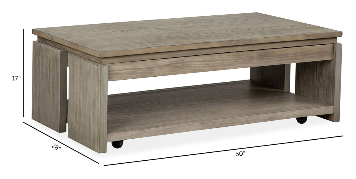 Conrad - Rectangular Lift Top Storage Cocktail Table With Casters - Stone Harbor Gray