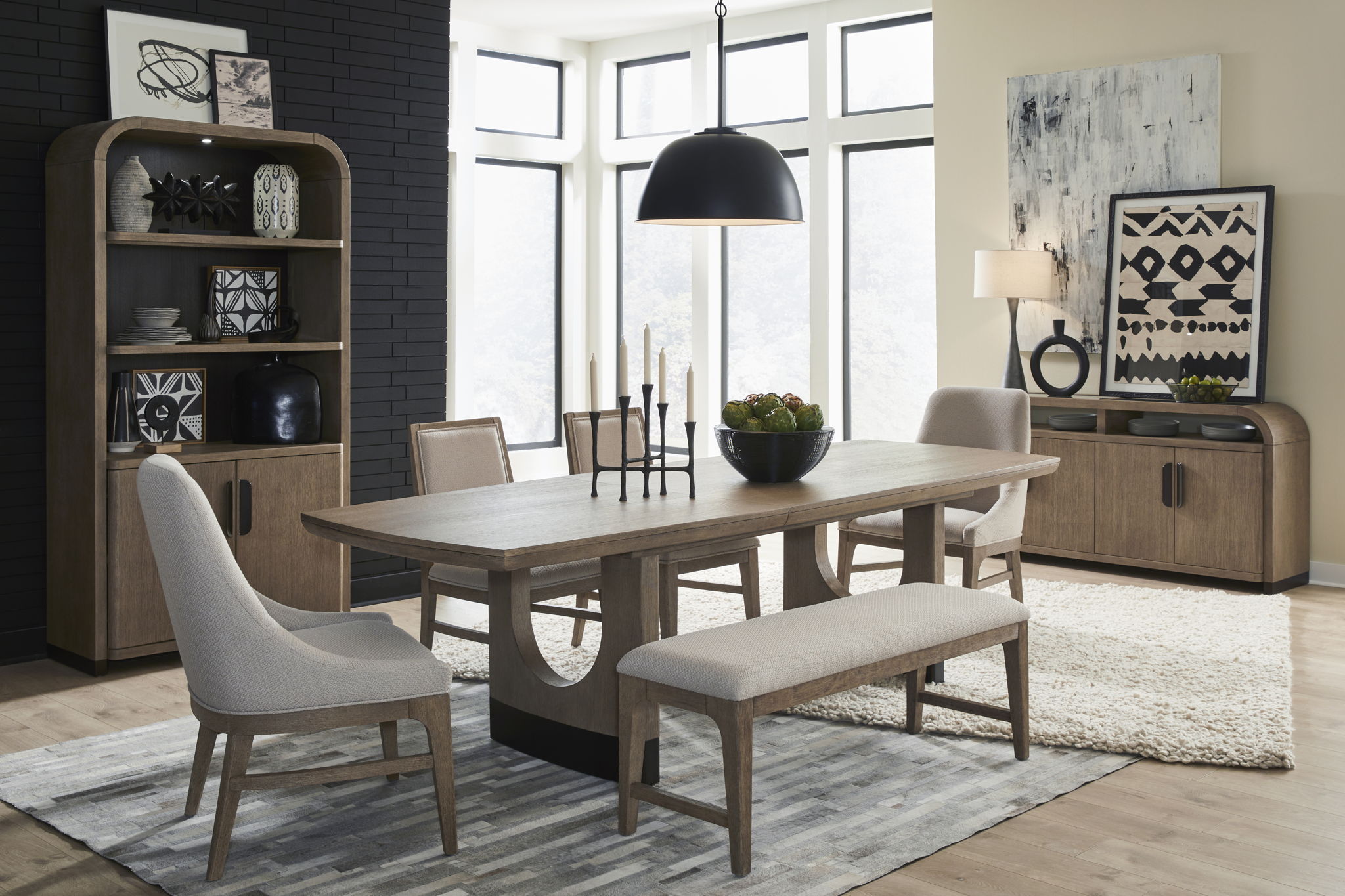 Tristan - Upholstered Backless Bench With U-Shaped Legs - Swiss Coffee