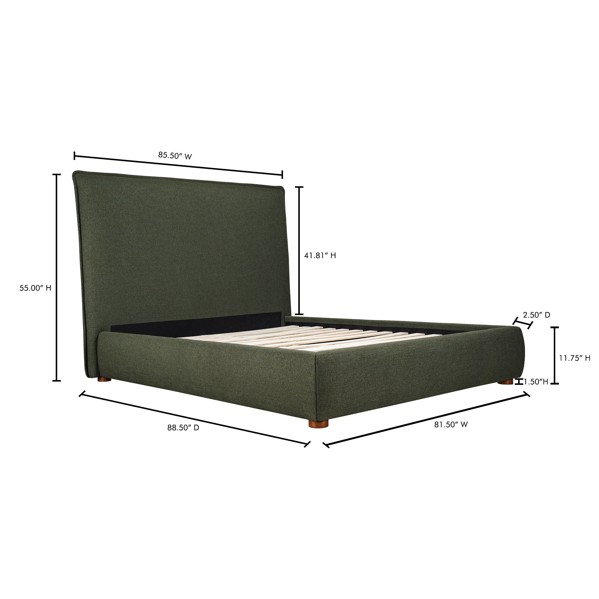 Luzon - King Bed Tall Headboard - Deep Forest