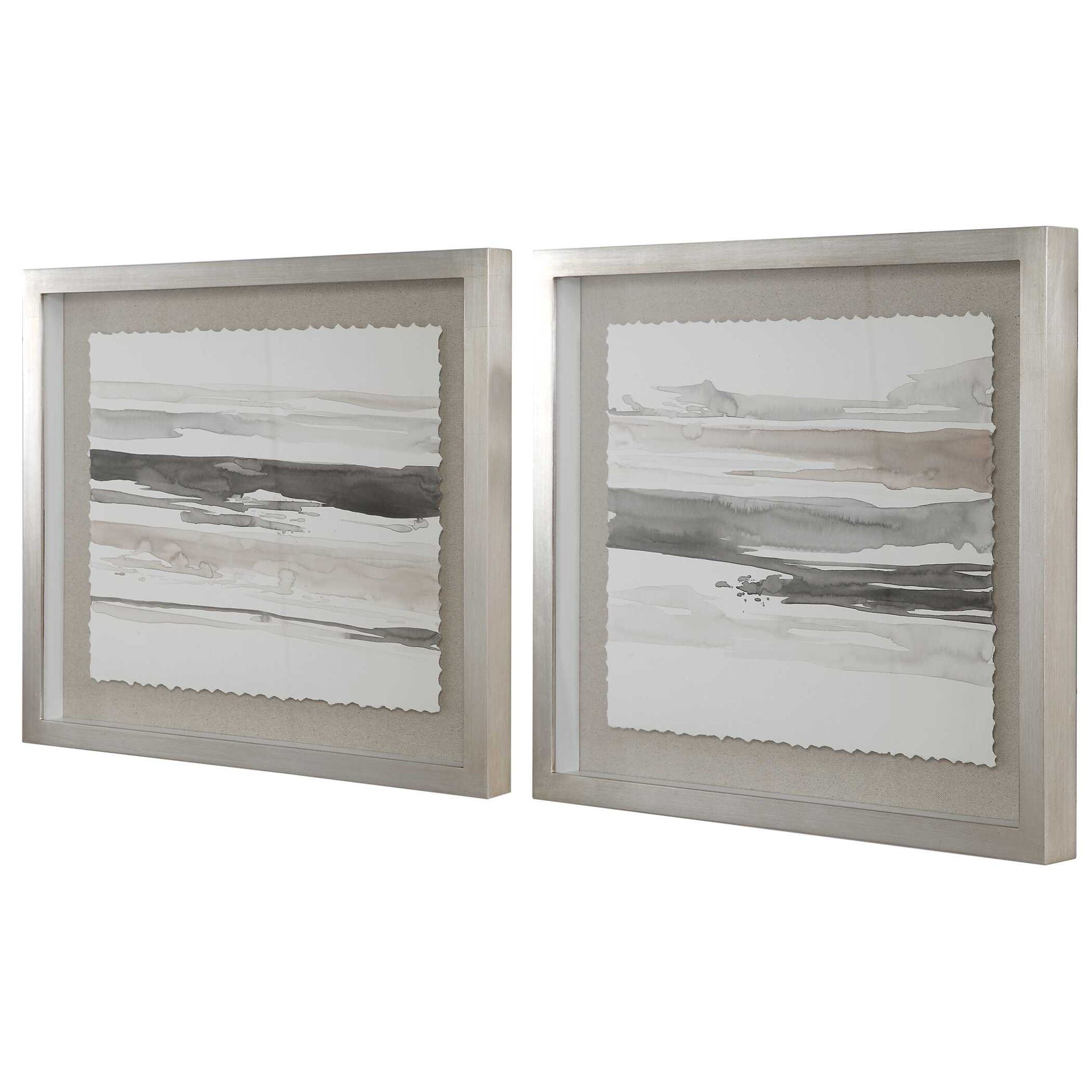 Neutral - Landscape Framed Prints (Set of 2) - Pearl Silver