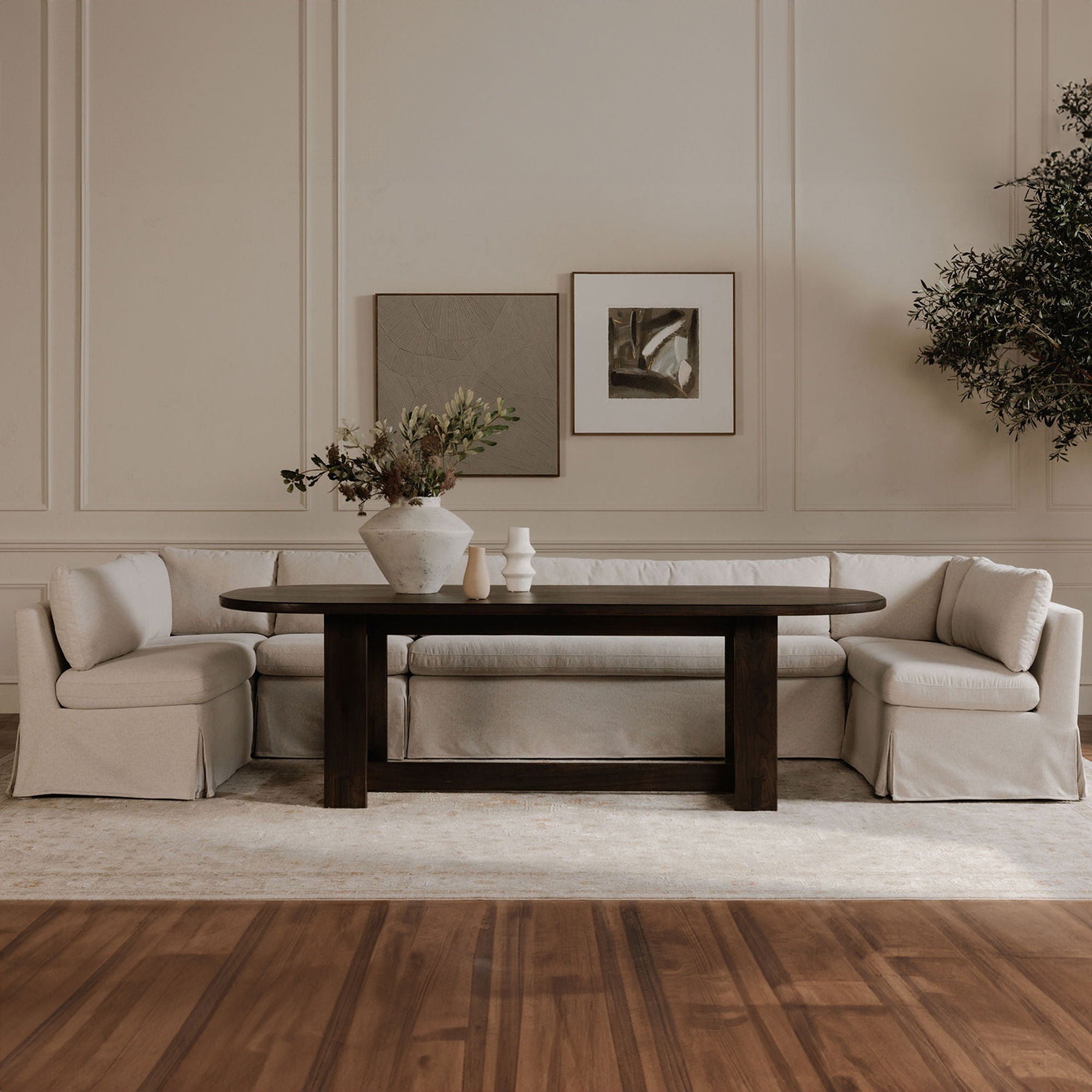 Fable - Slipcover Dining Banquette U-Shape - Beige
