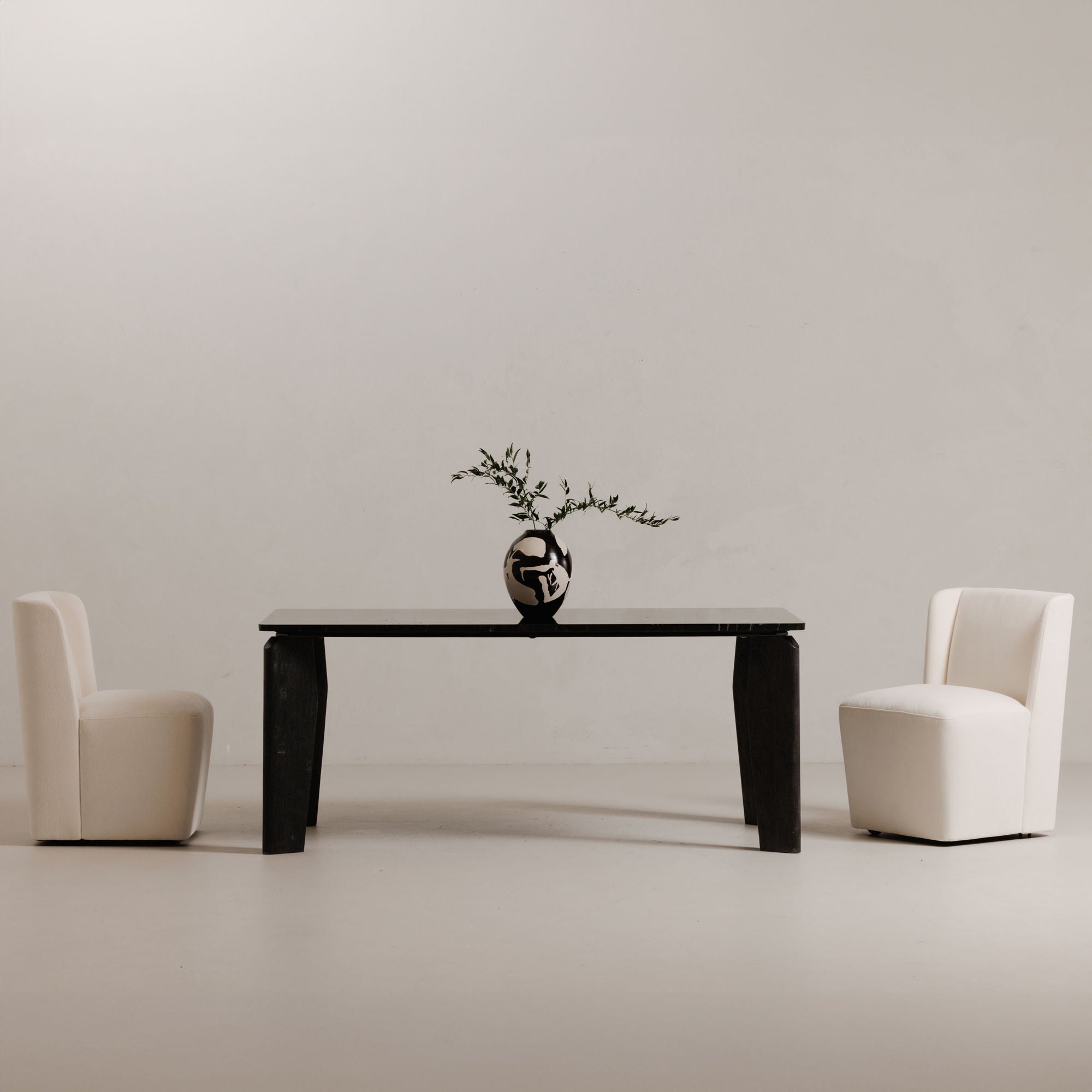Cormac - Rolling Dining Chair - Cream / White