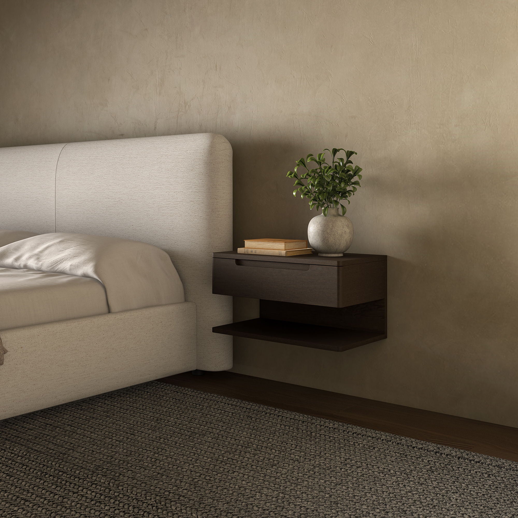 Jonah - Floating Nightstand - Dark Brown