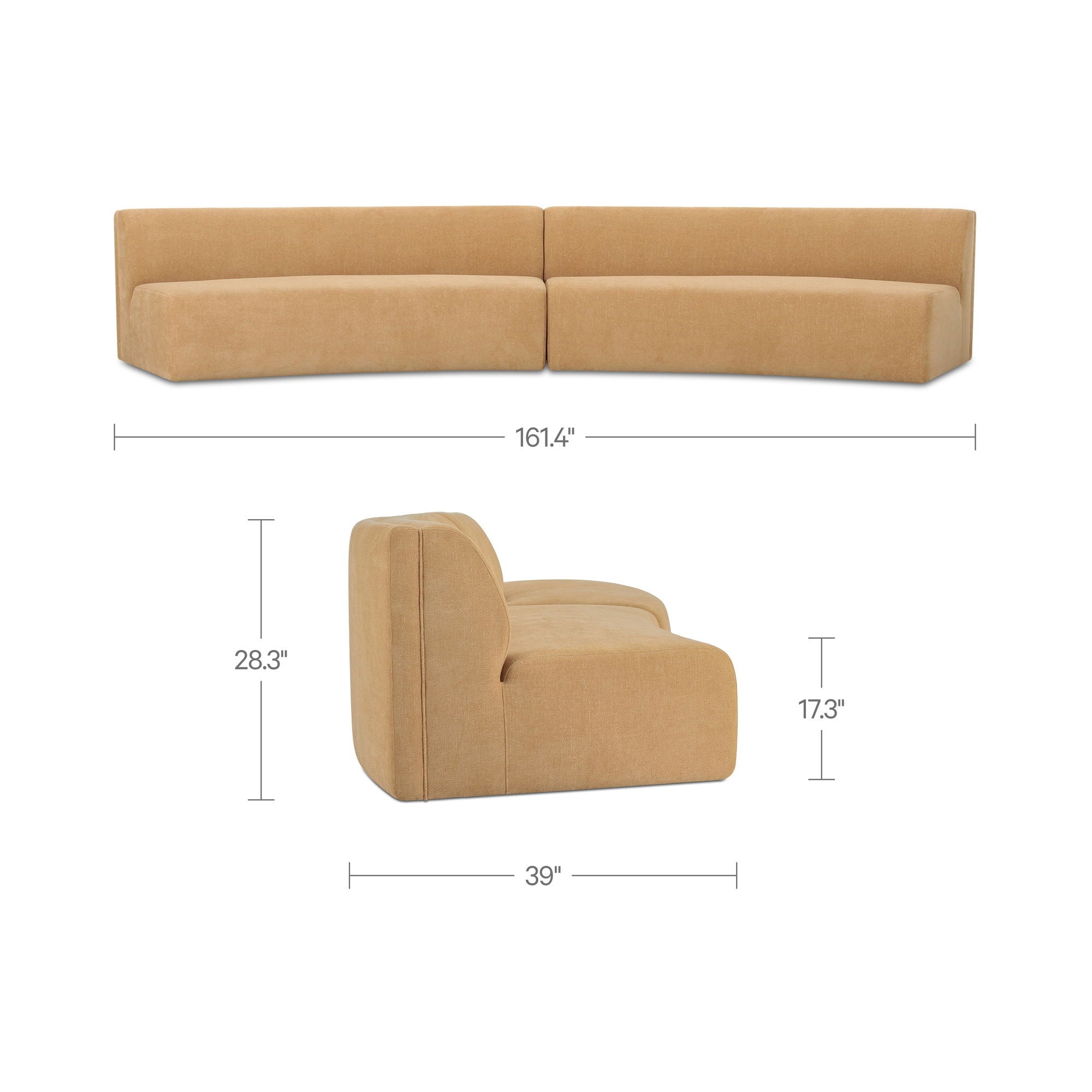 Naomi - 2 Piece Concave Modular Sectional - Golden Yellow
