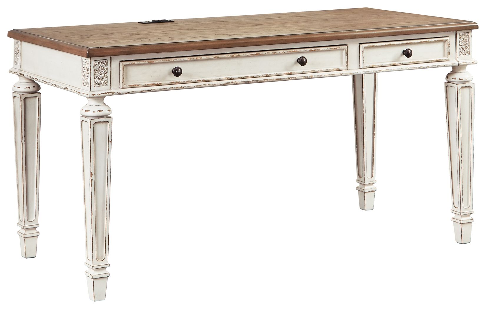 Realyn - White / Brown - Home Office Desk
