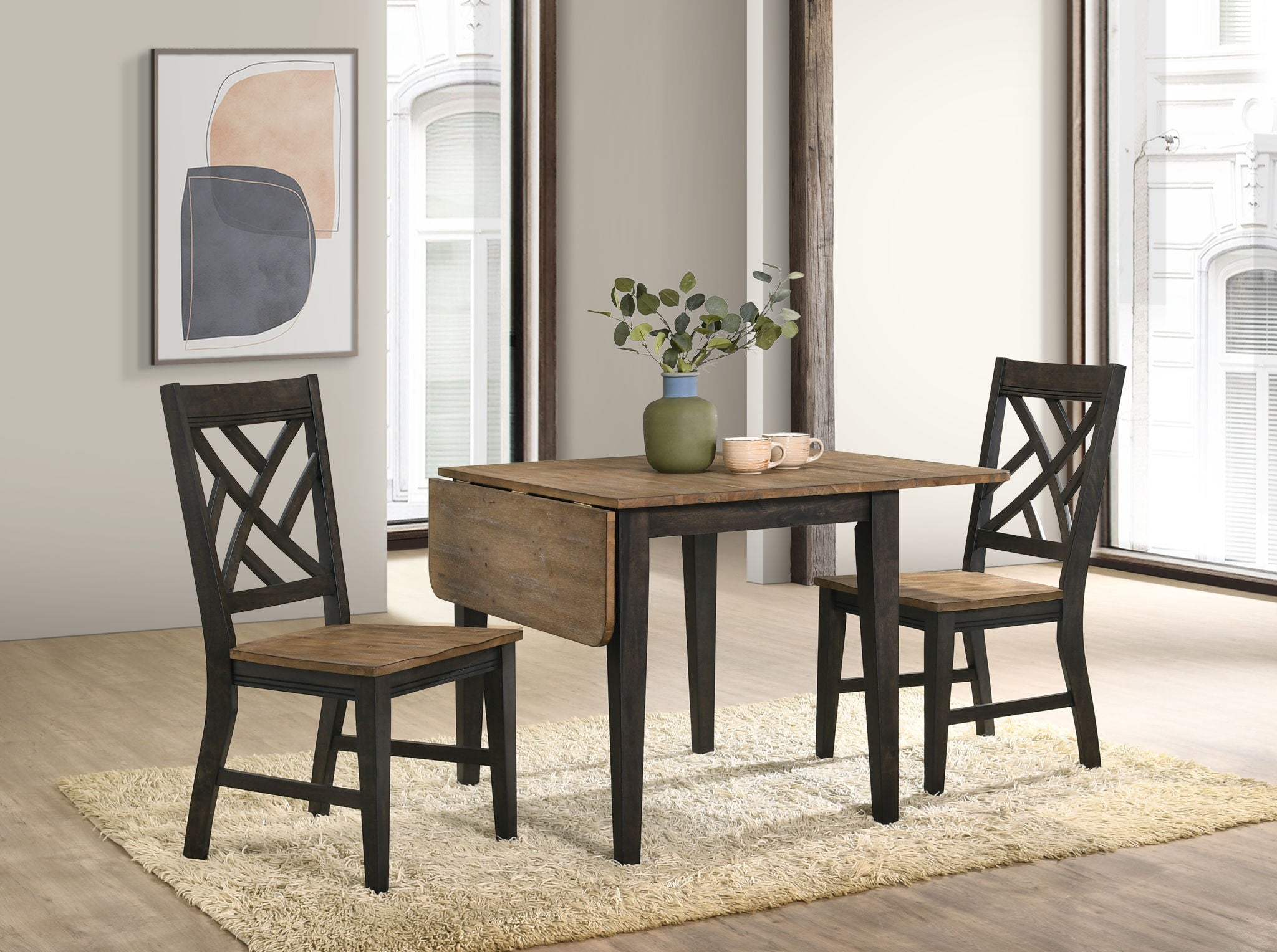 Harper - Drop Leaf Table - Brushed Brown / Pecan