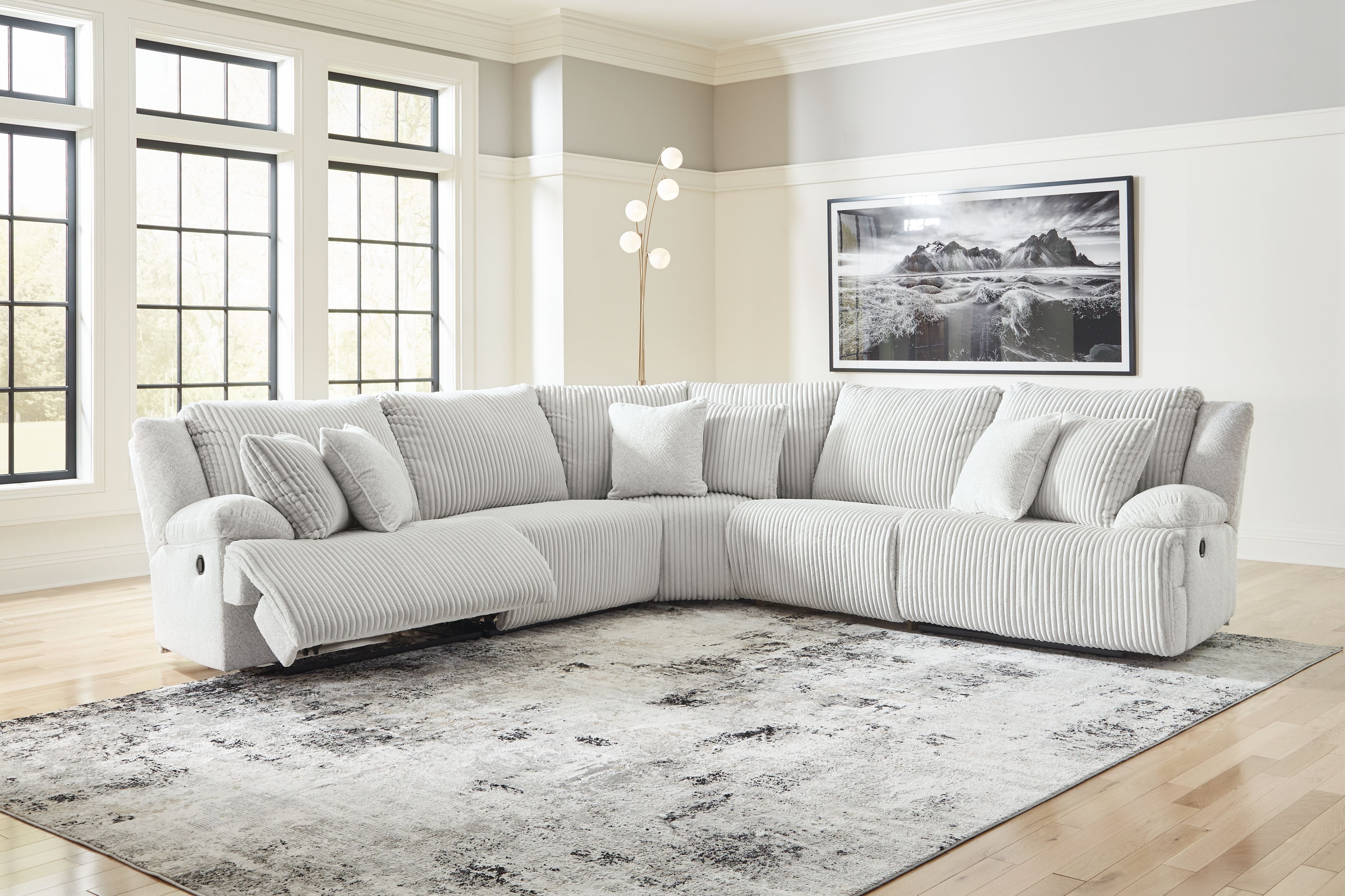 Top Tier - Alloy - 5-Piece Reclining Sectional - Fabric