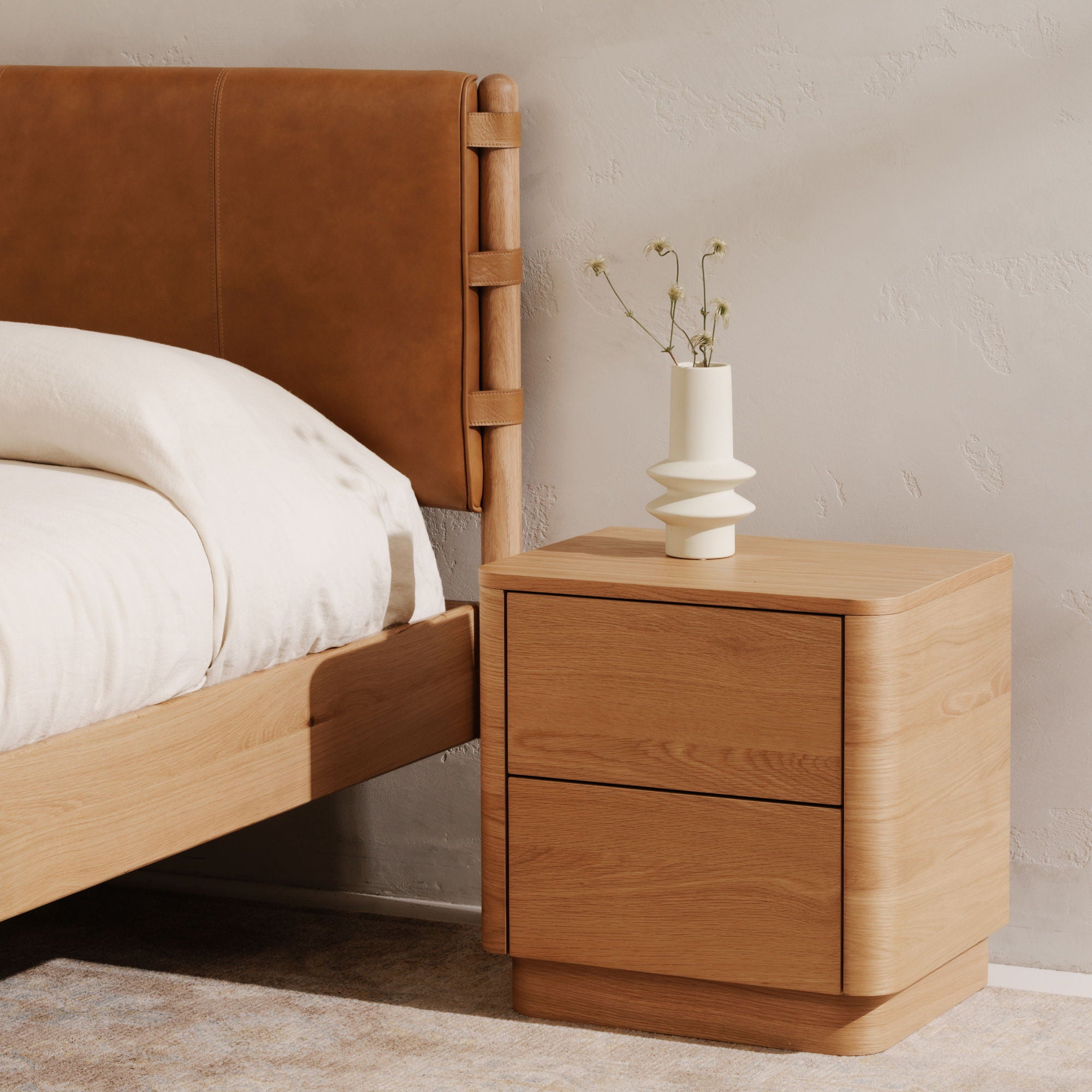 Round Off - Tall Nightstand - Light Brown