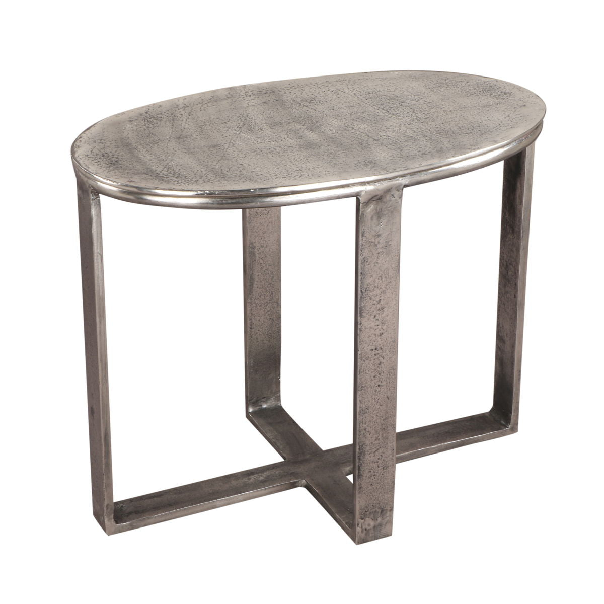 Flores - Oval End Table - Nickel Antique