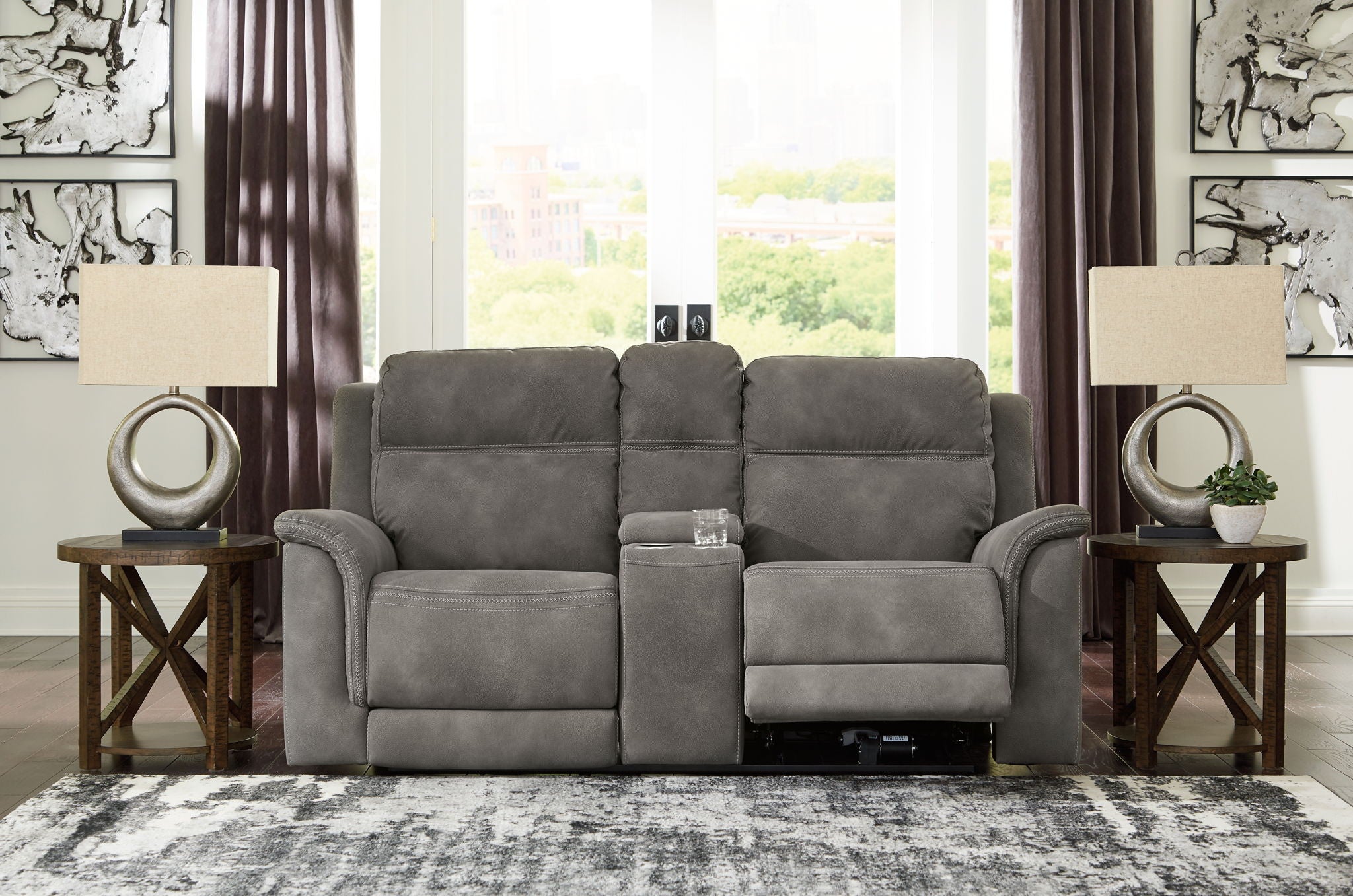 Next-Gen Durapella - Pwr Rec Loveseat/Con/Adj Hdrst - Microfiber - Slate