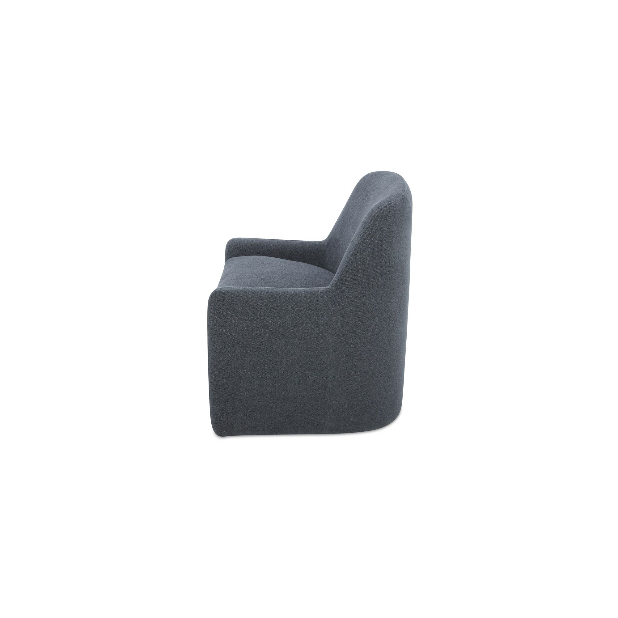 Maisie - Fabric Rolling Dining Chair - Slate Blue