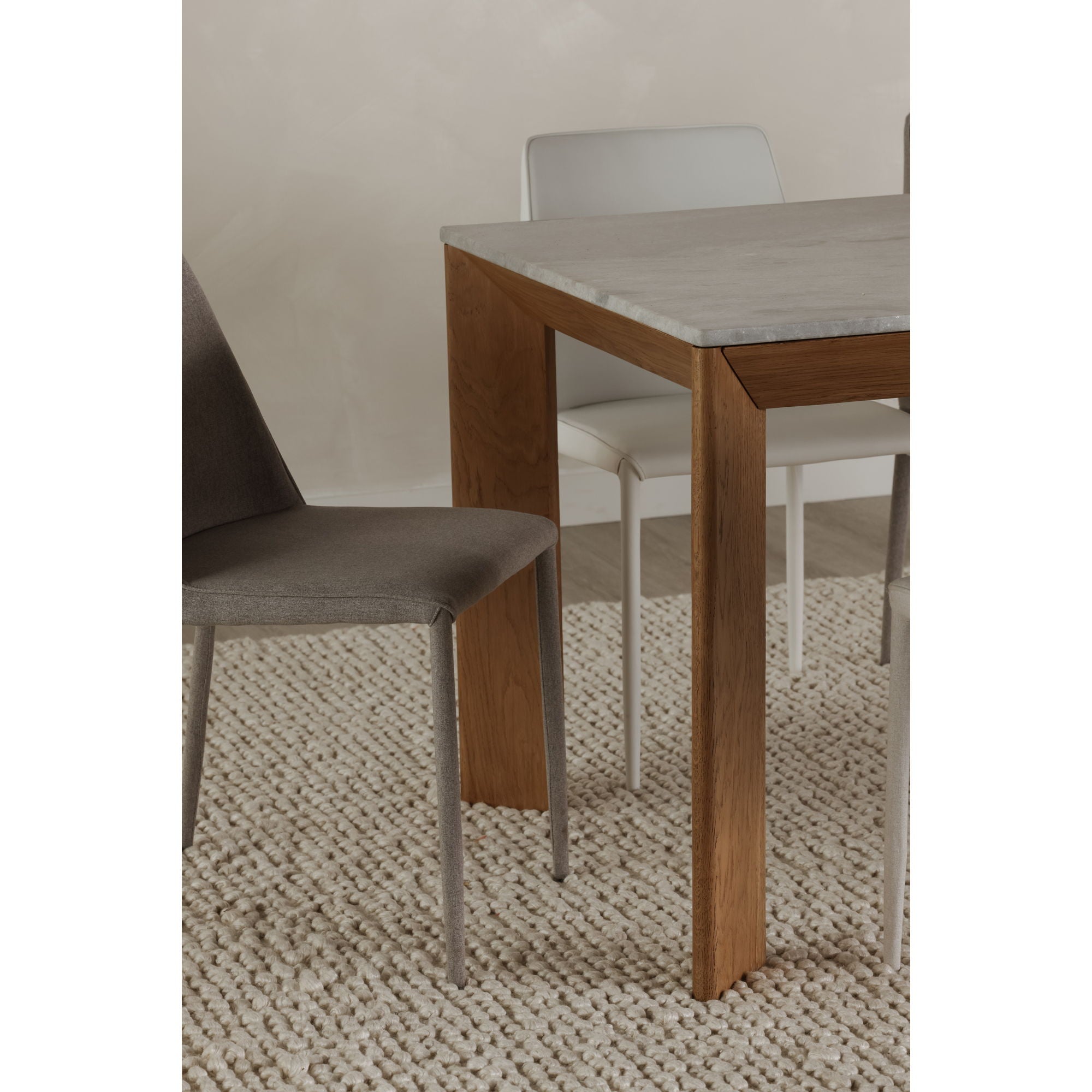 Angle - Large Marble Rectangular Dining Table - Natural Oak