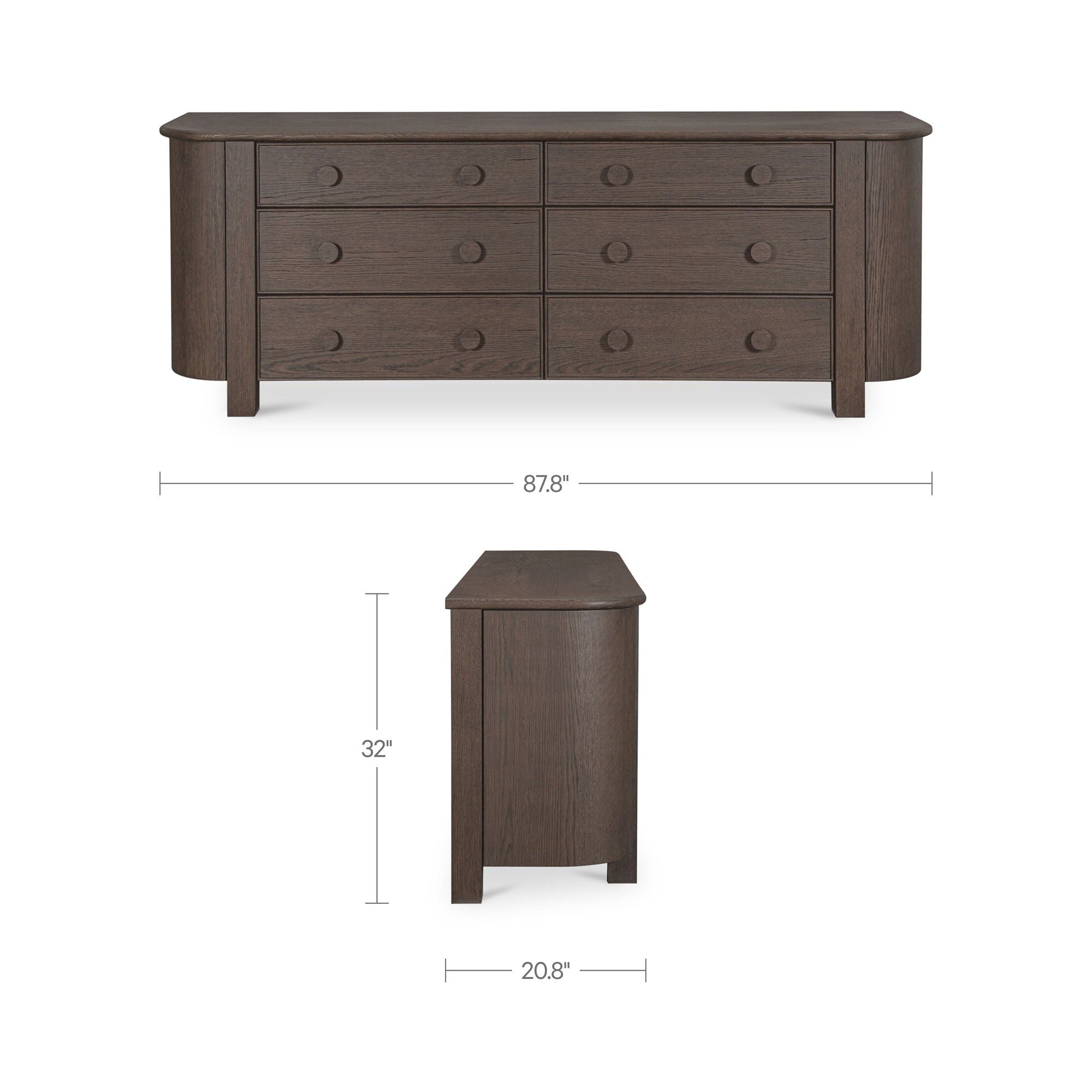 Loren - 6 Drawer Dresser - Dark Brown