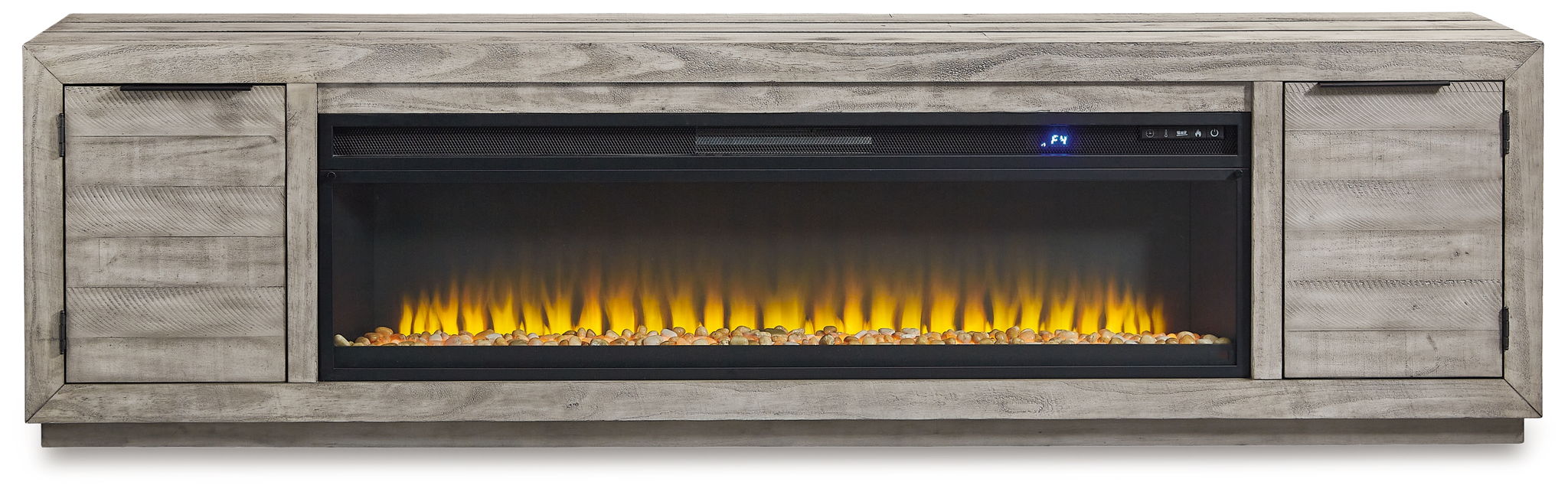 Naydell - 92" TV Stand with Wide Fireplace Insert - Gray