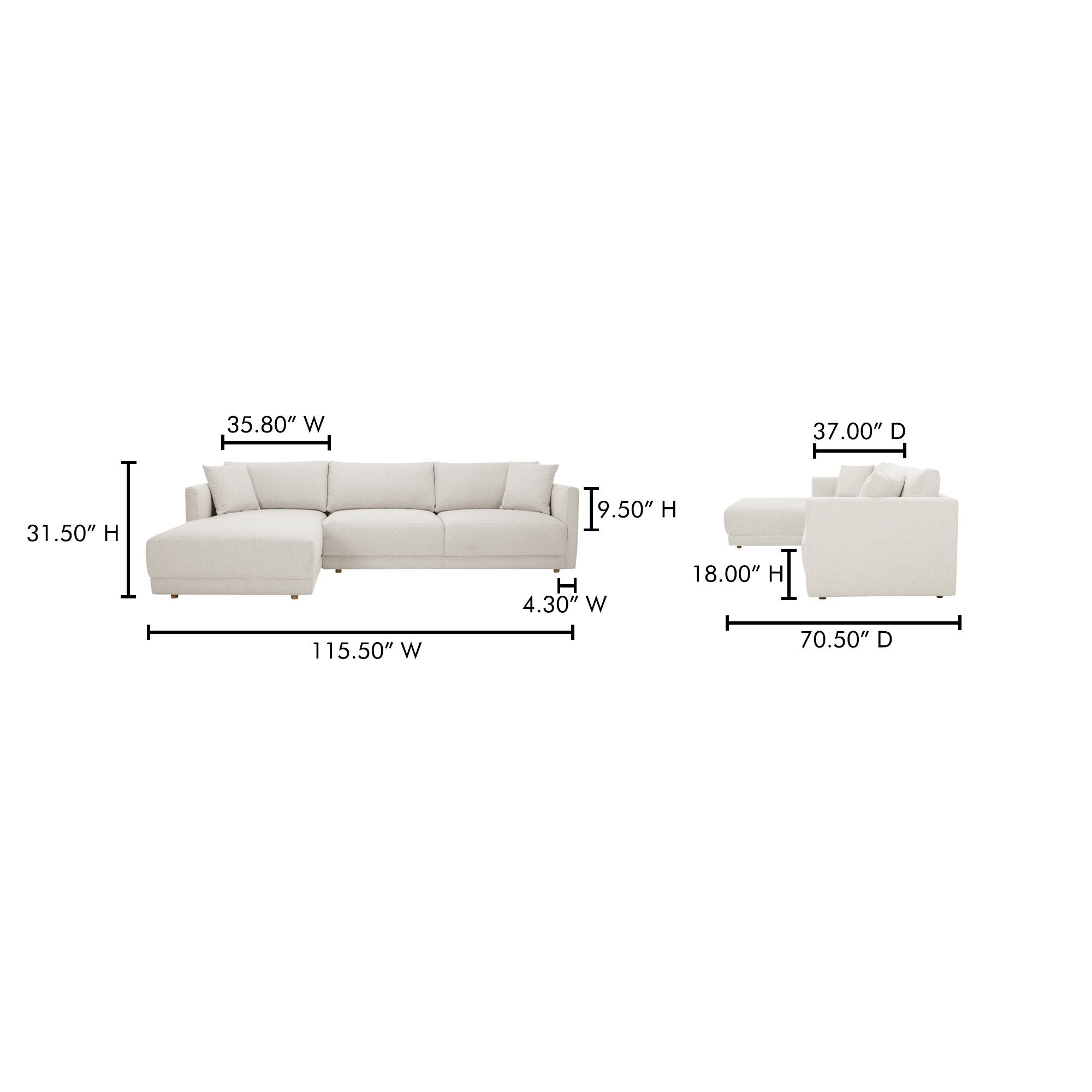 Bryn - Sectional Left - Oyster