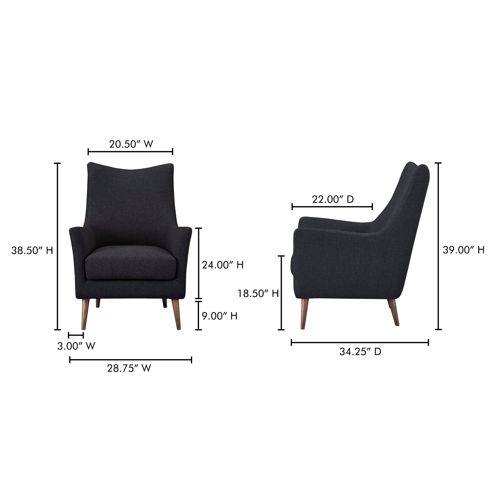 Fisher - Armchair - Charcoal Wool Blend