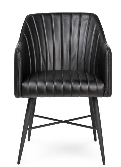 Leon - Leather Dining Chair - Jet Black