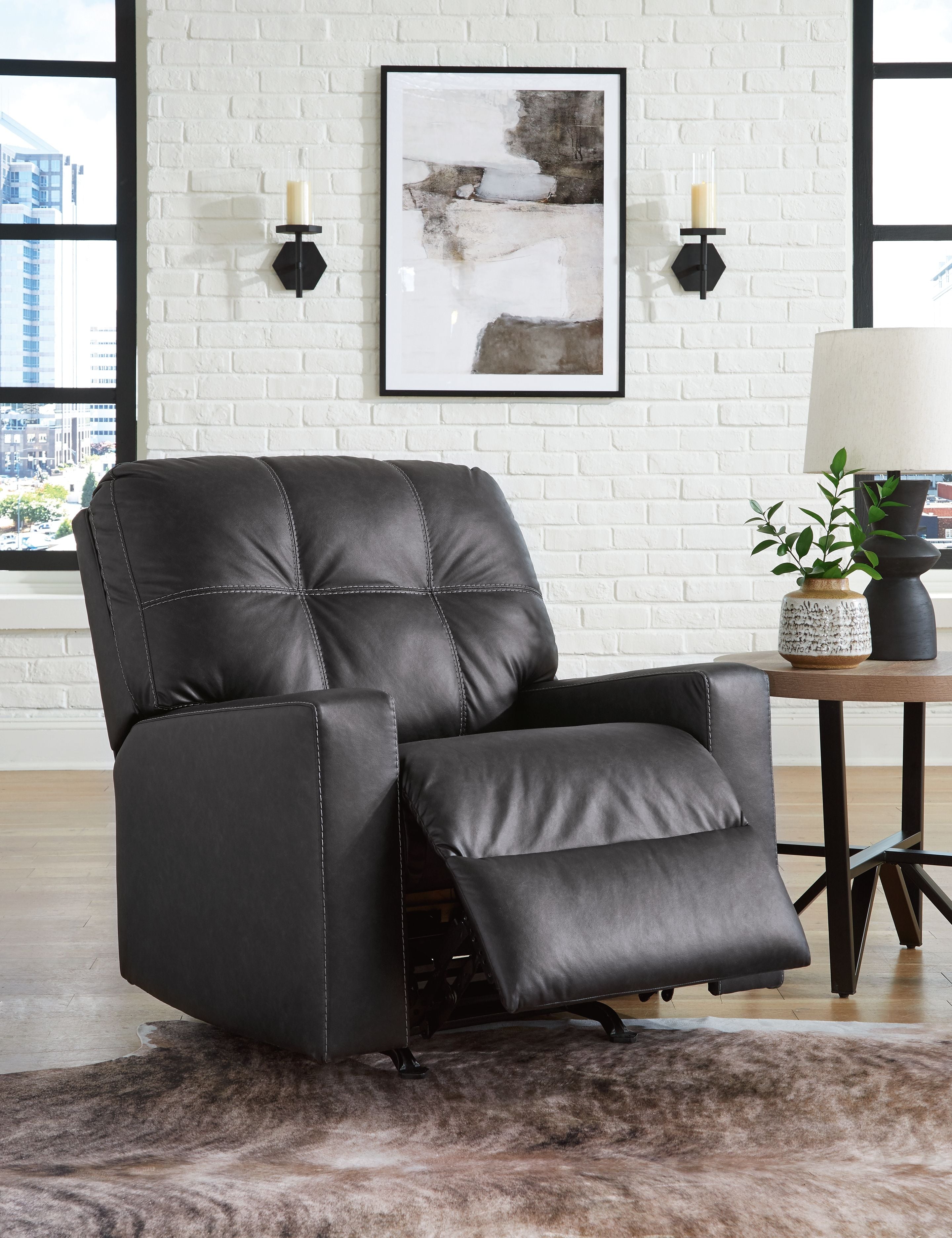 Barlin Mills - Carbon - Rocker Recliner - Faux Leather