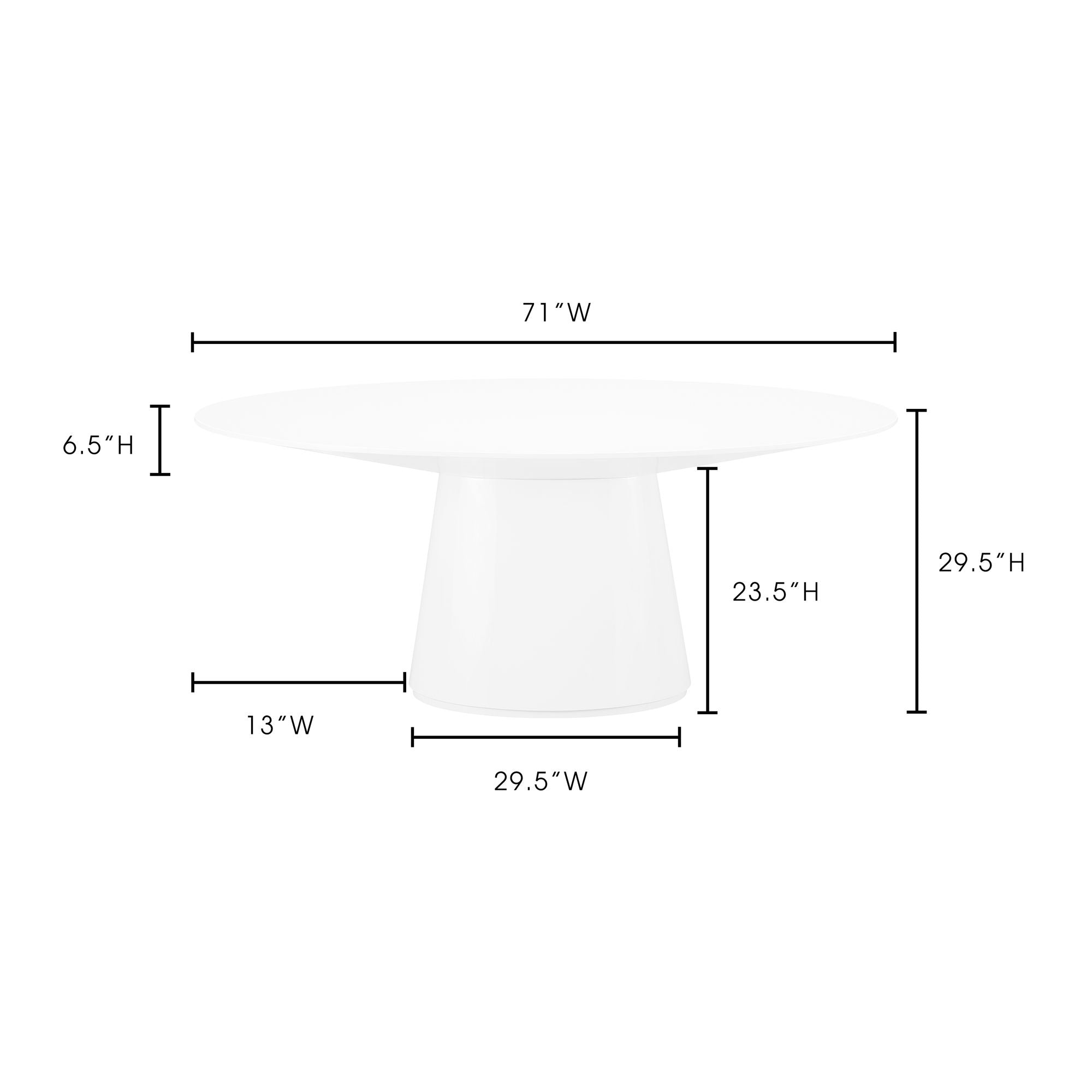 Otago - Oval Wood Dining Table - White